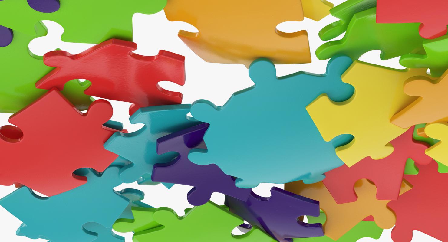 3D Colored Puzzle Pieces