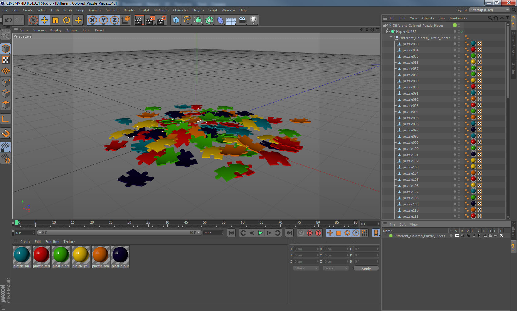 3D Colored Puzzle Pieces