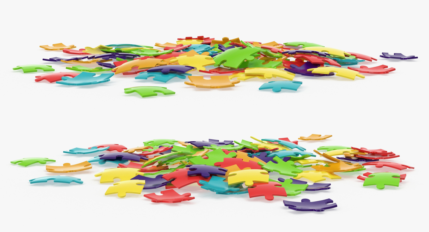 3D Colored Puzzle Pieces