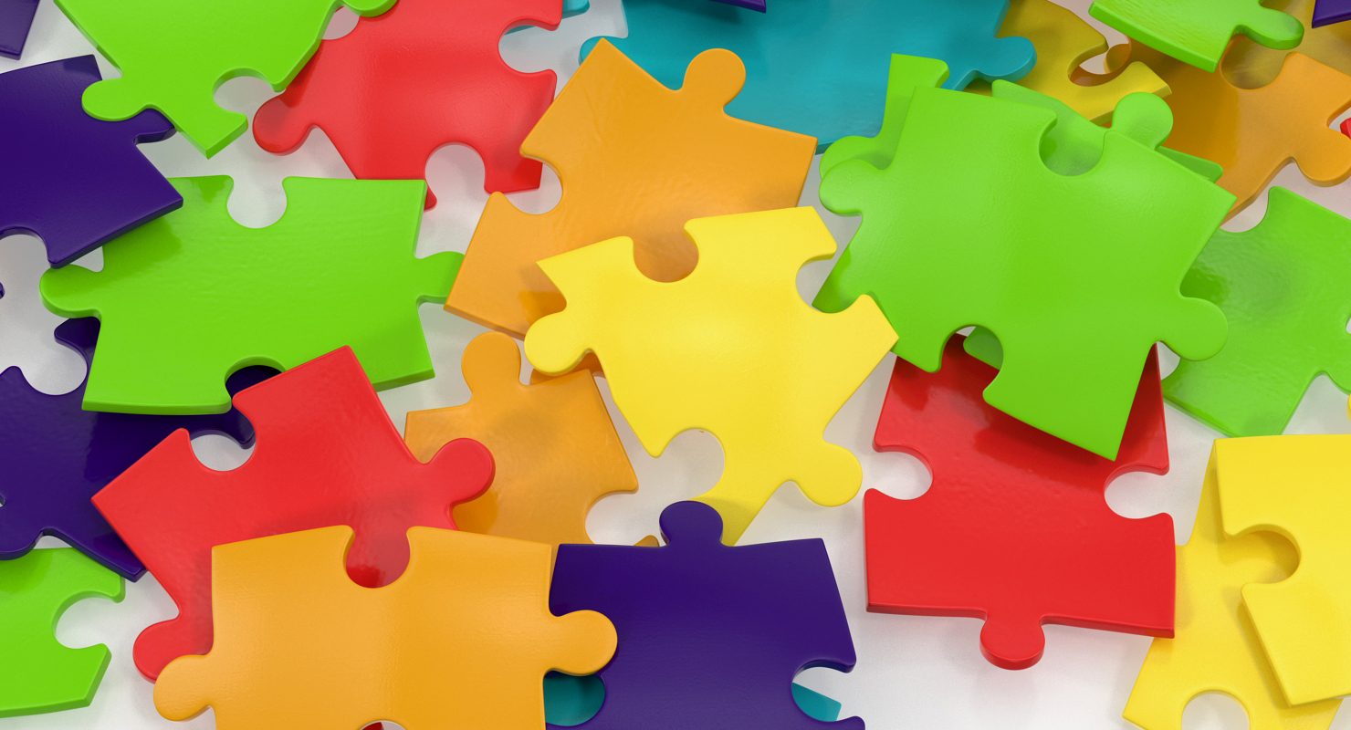 3D Colored Puzzle Pieces