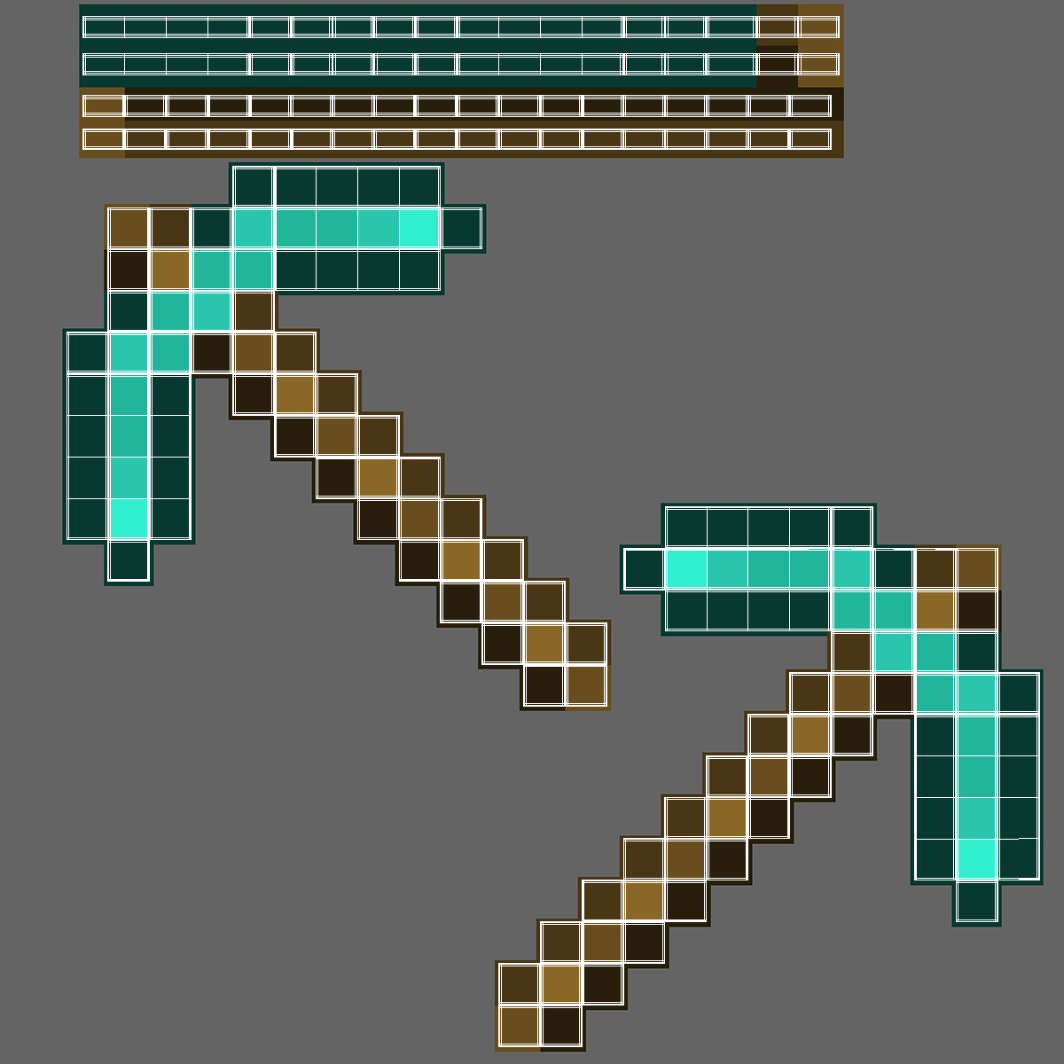 3D model Minecraft Diamond Pickaxe