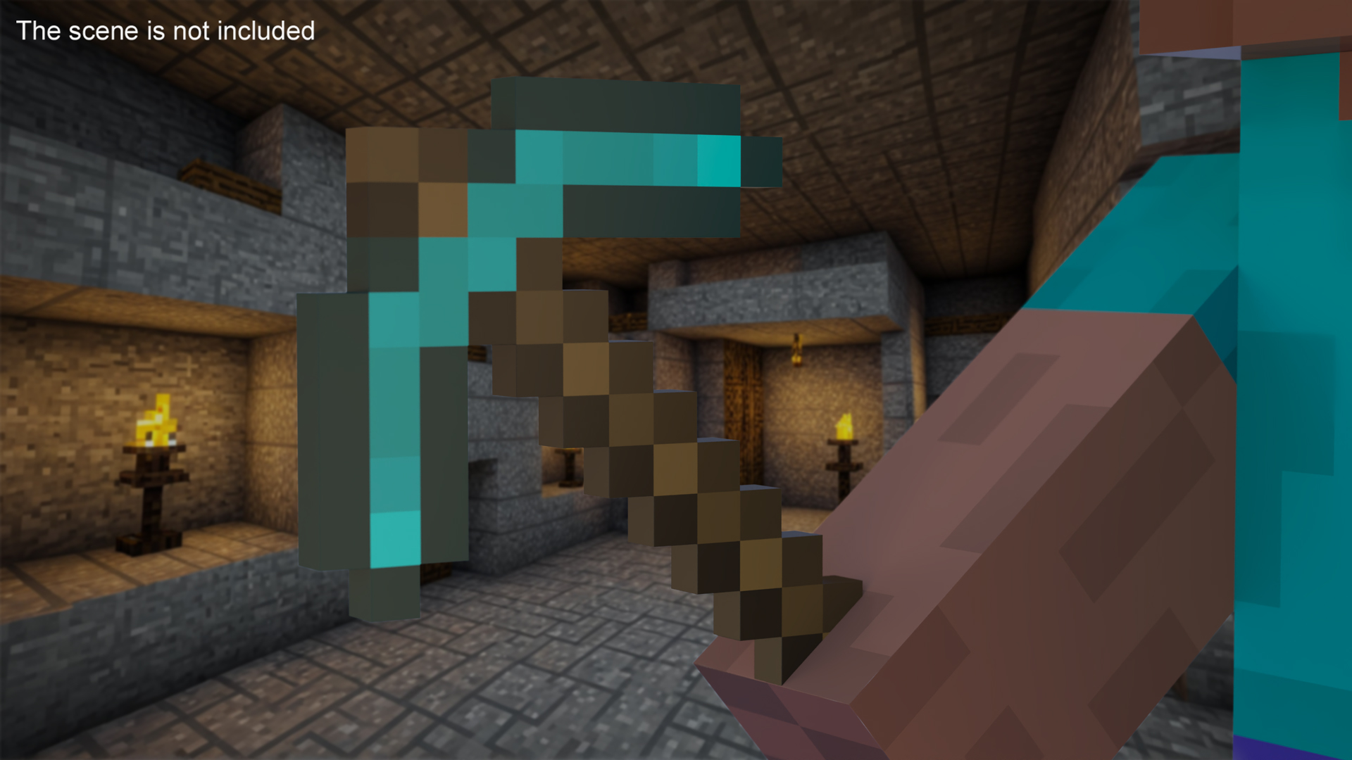 3D model Minecraft Diamond Pickaxe