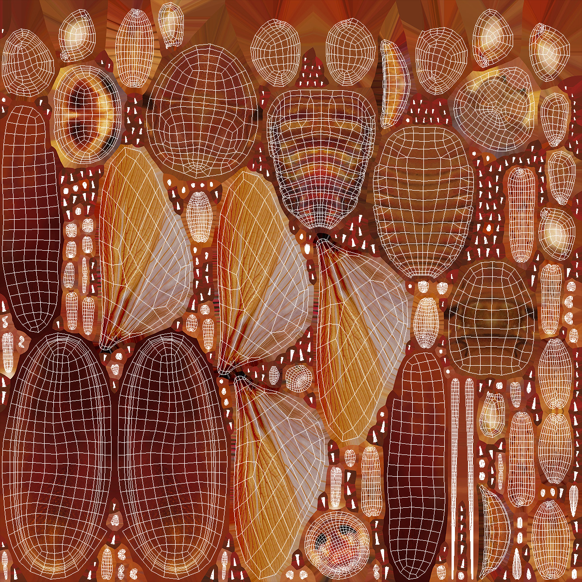 3D Red Flying Cockroach Rigged for Cinema 4D