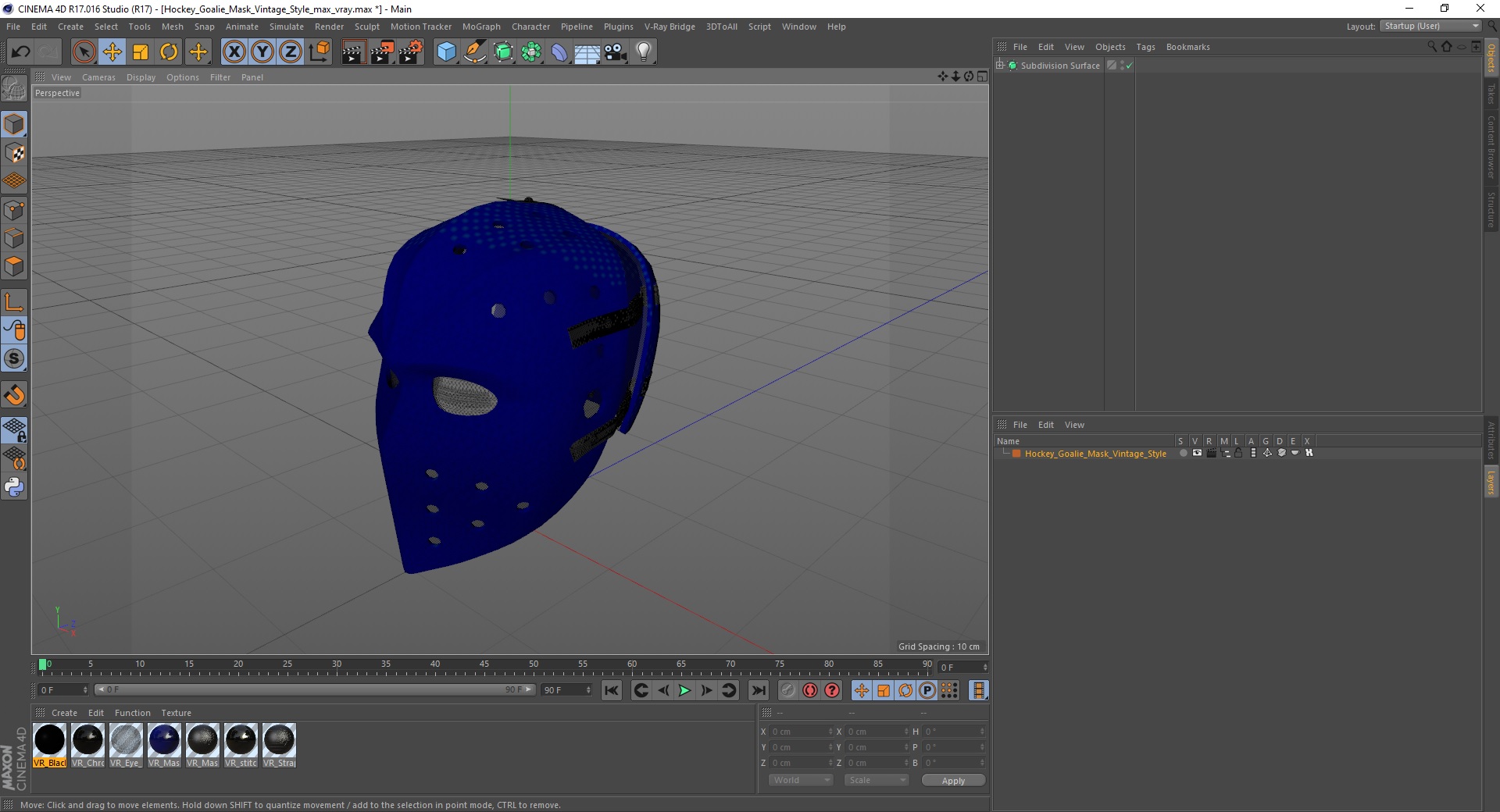 Hockey Goalie Mask Vintage Style 3D