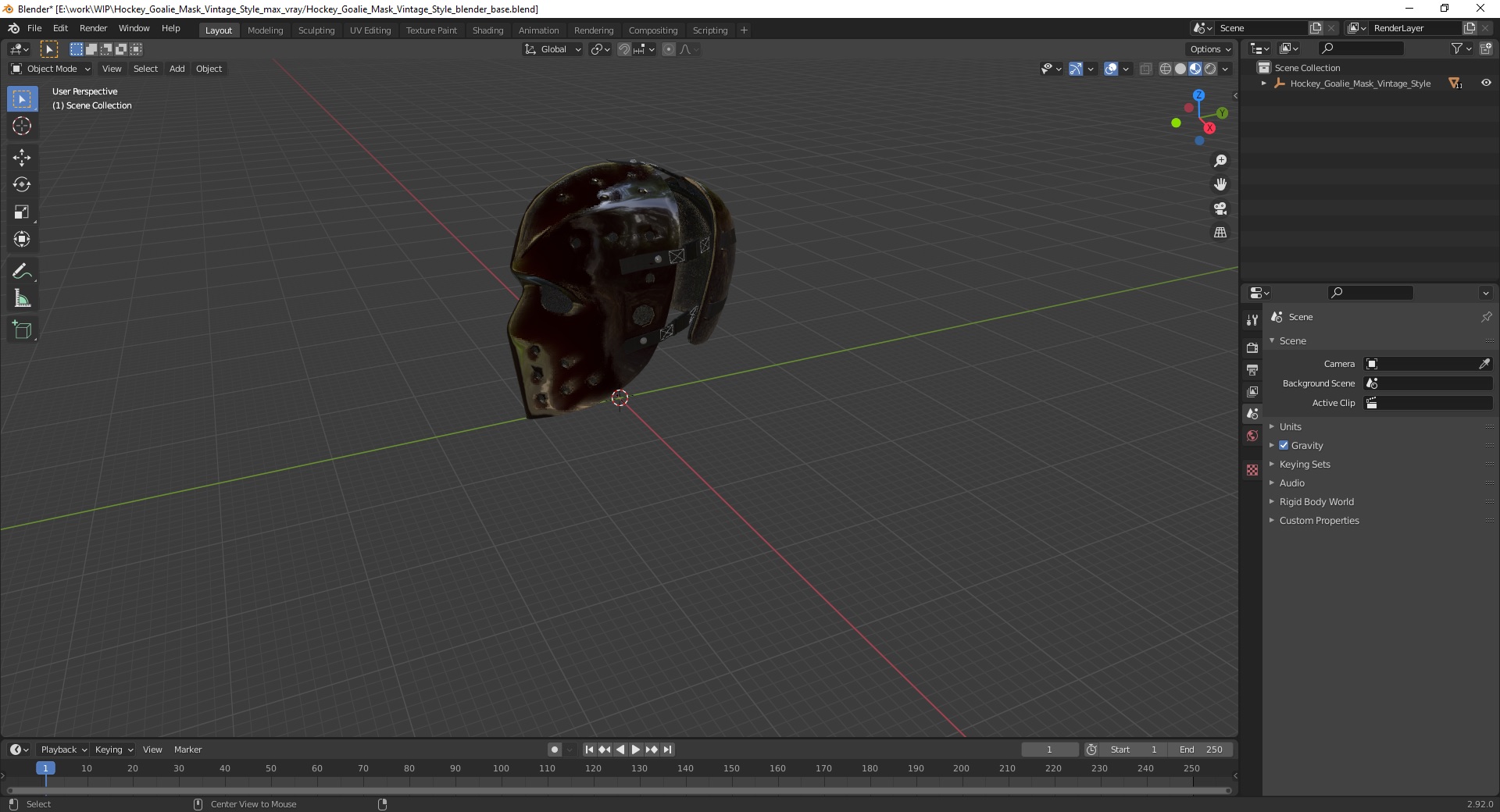Hockey Goalie Mask Vintage Style 3D