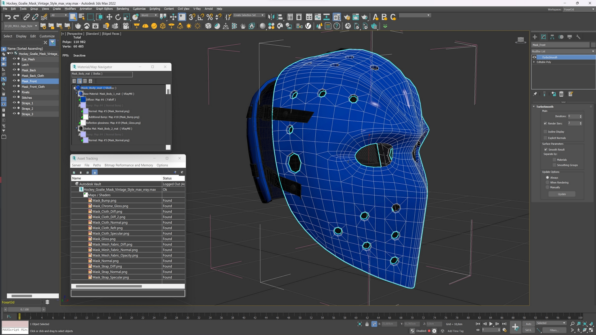 Hockey Goalie Mask Vintage Style 3D