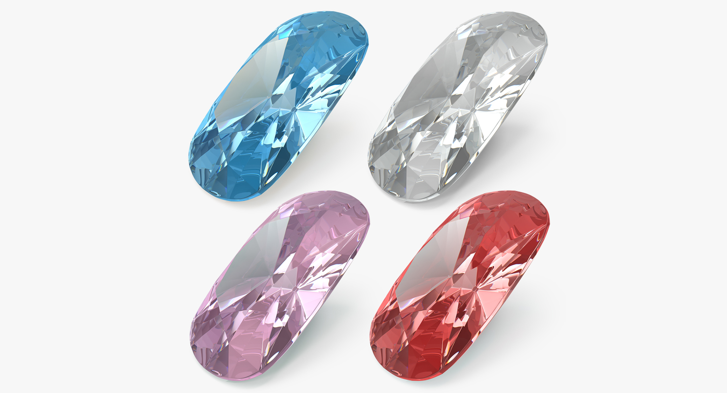 Cushion Cut Diamonds Set 3D model