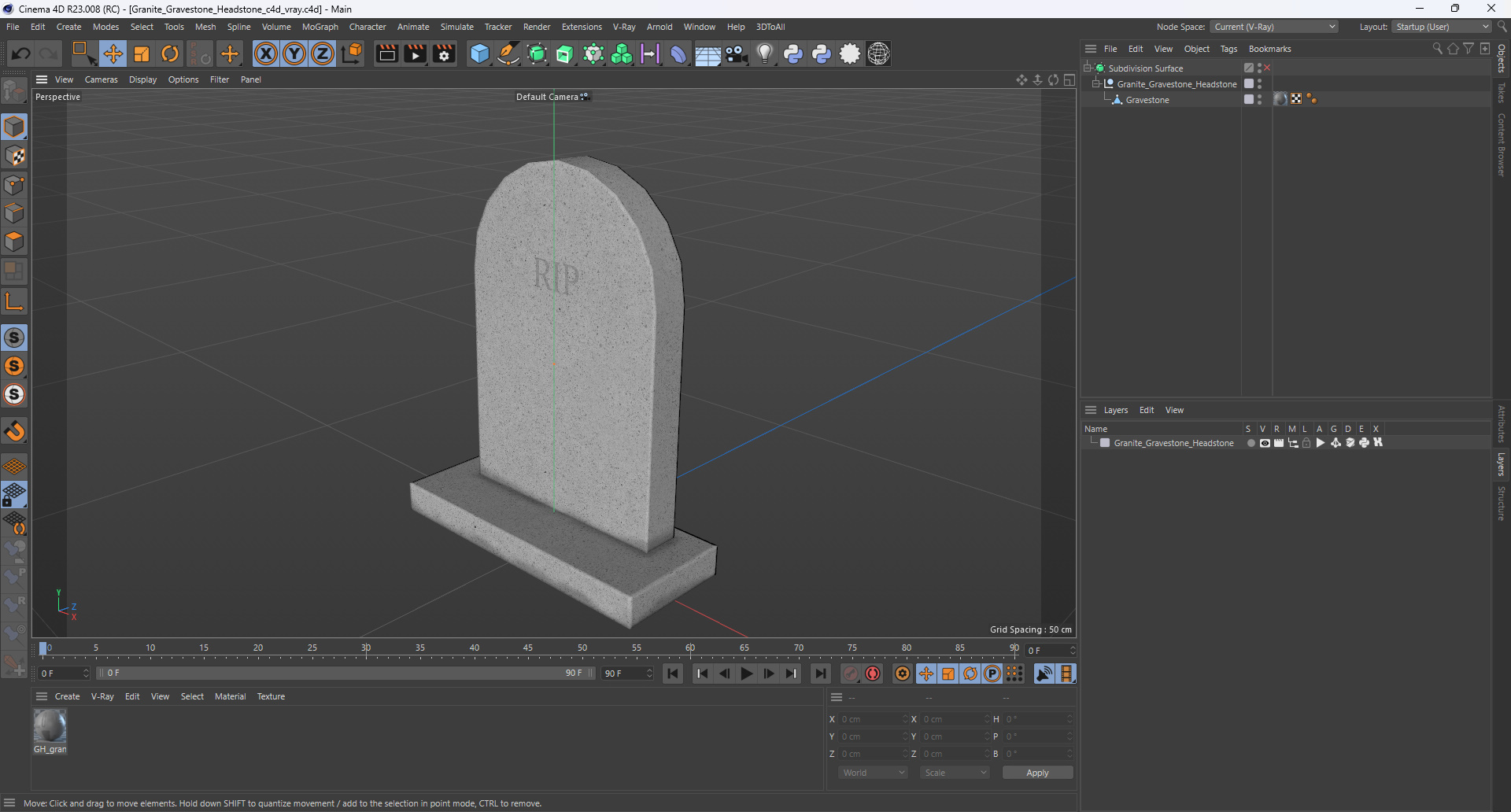 3D Granite Gravestone Headstone model