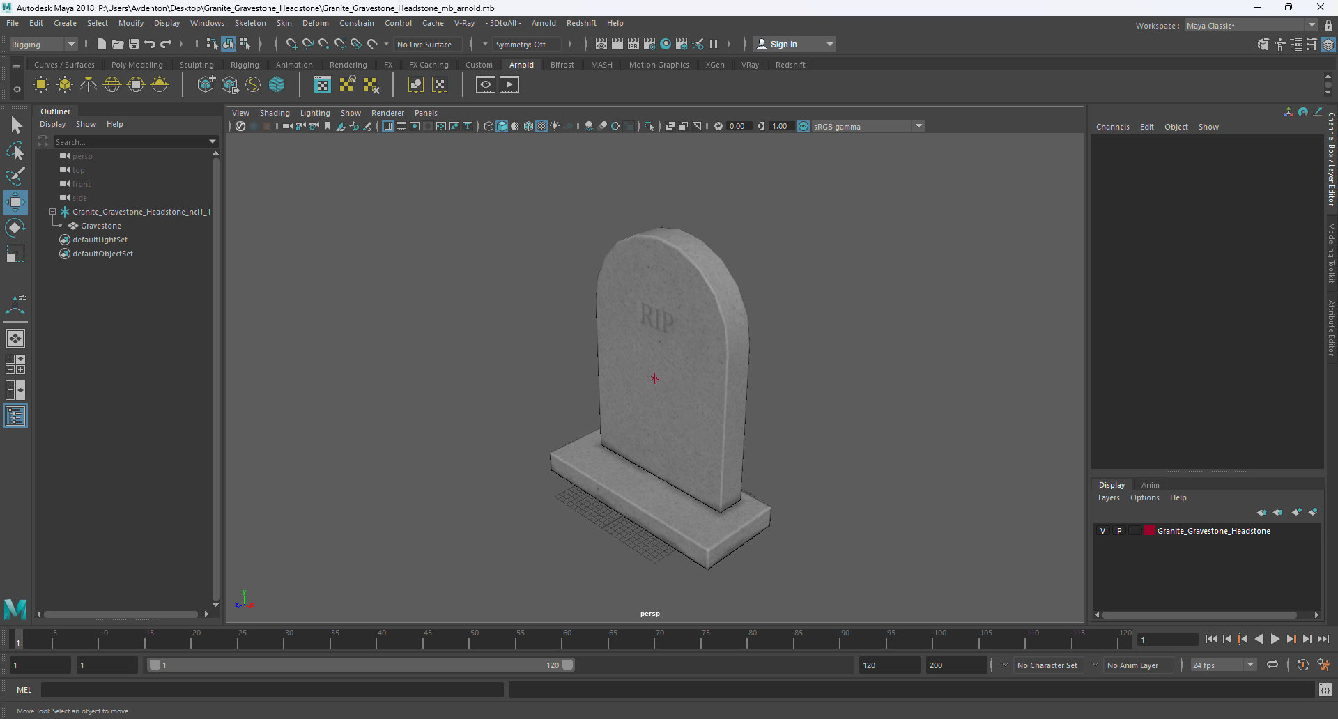 3D Granite Gravestone Headstone model
