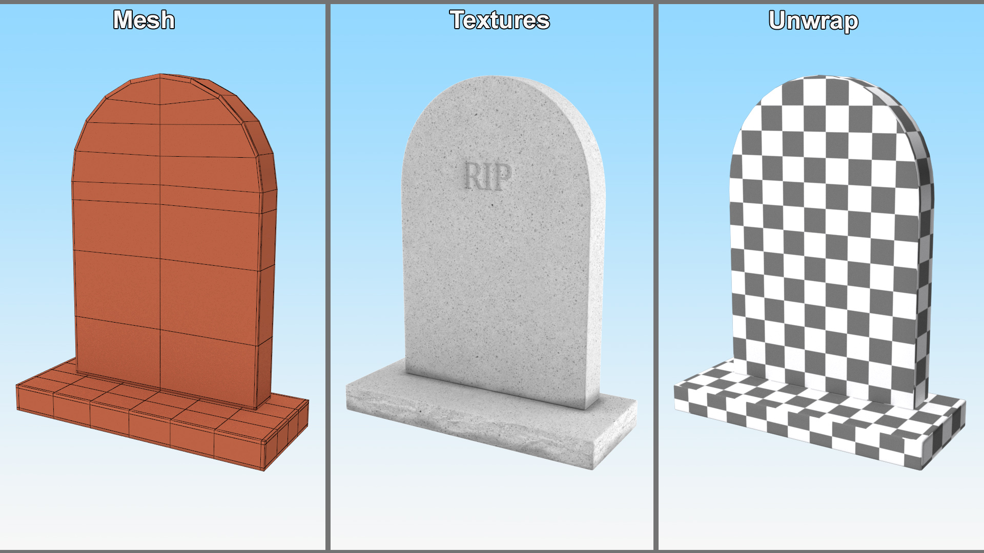 3D Granite Gravestone Headstone model