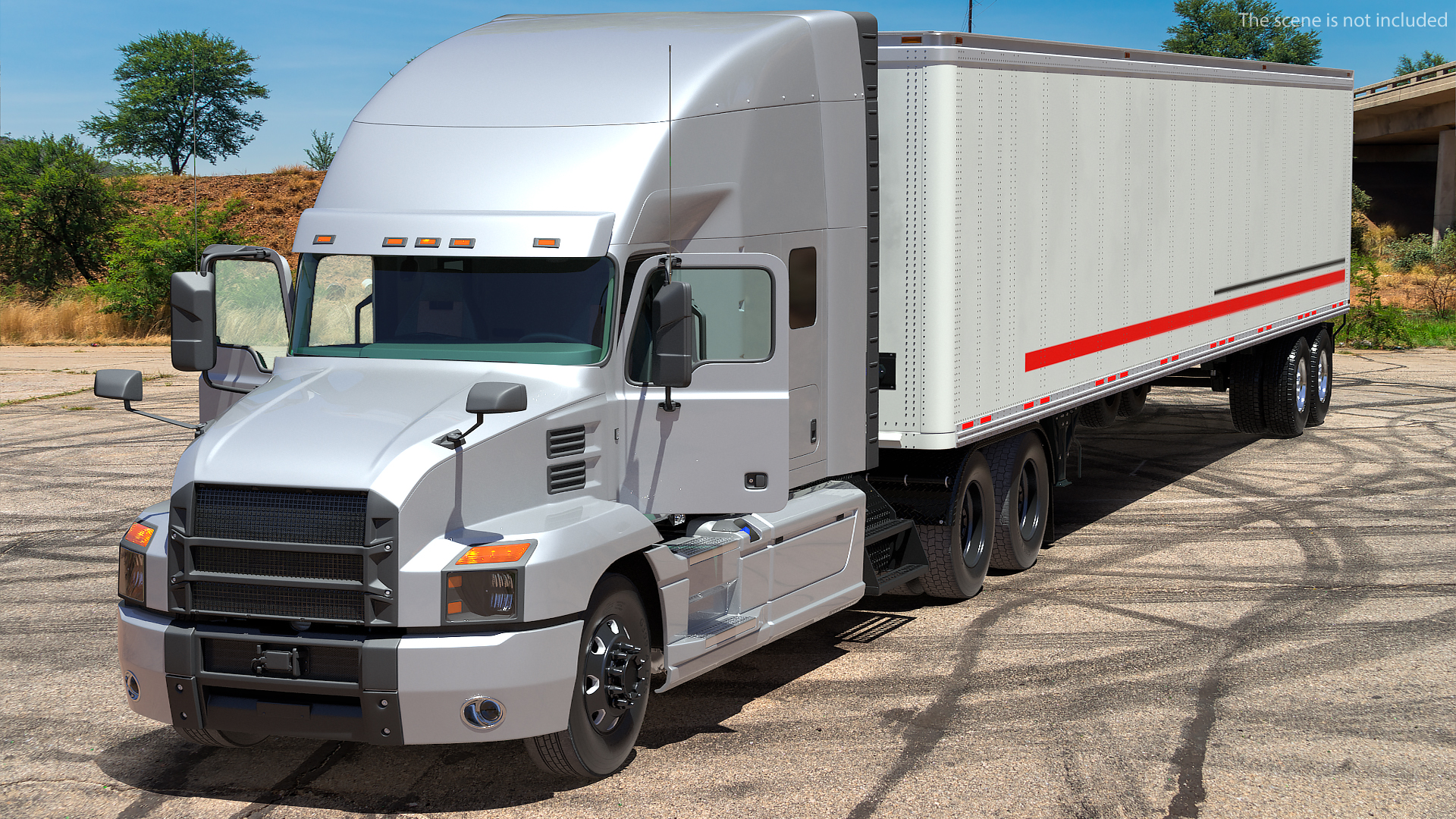 Semi Truck with Trailer Generic Simple Interior 3D