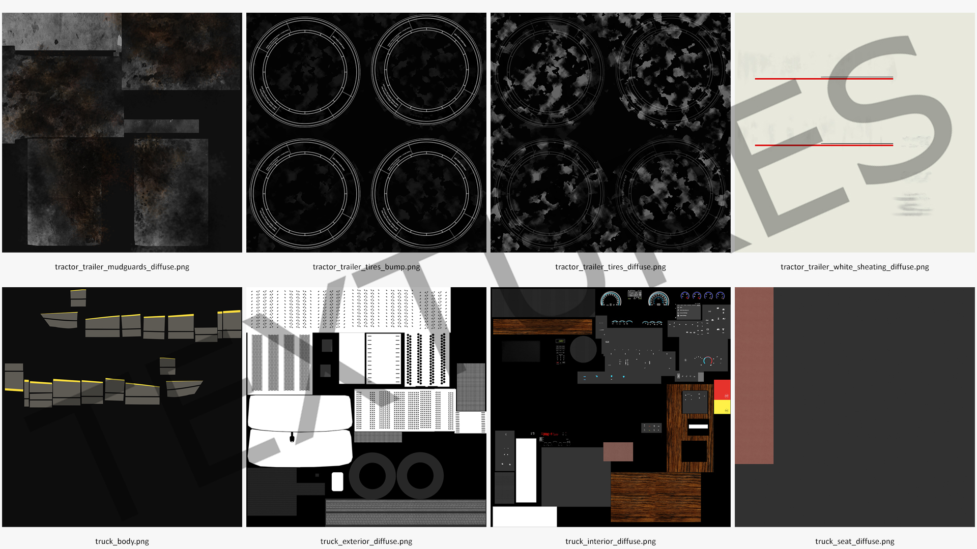 Semi Truck with Trailer Generic Simple Interior 3D