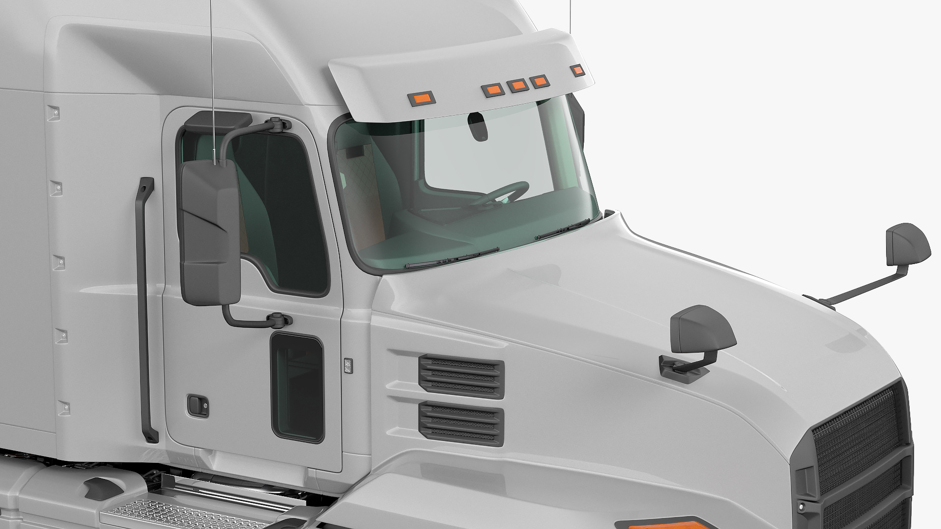 Semi Truck with Trailer Generic Simple Interior 3D