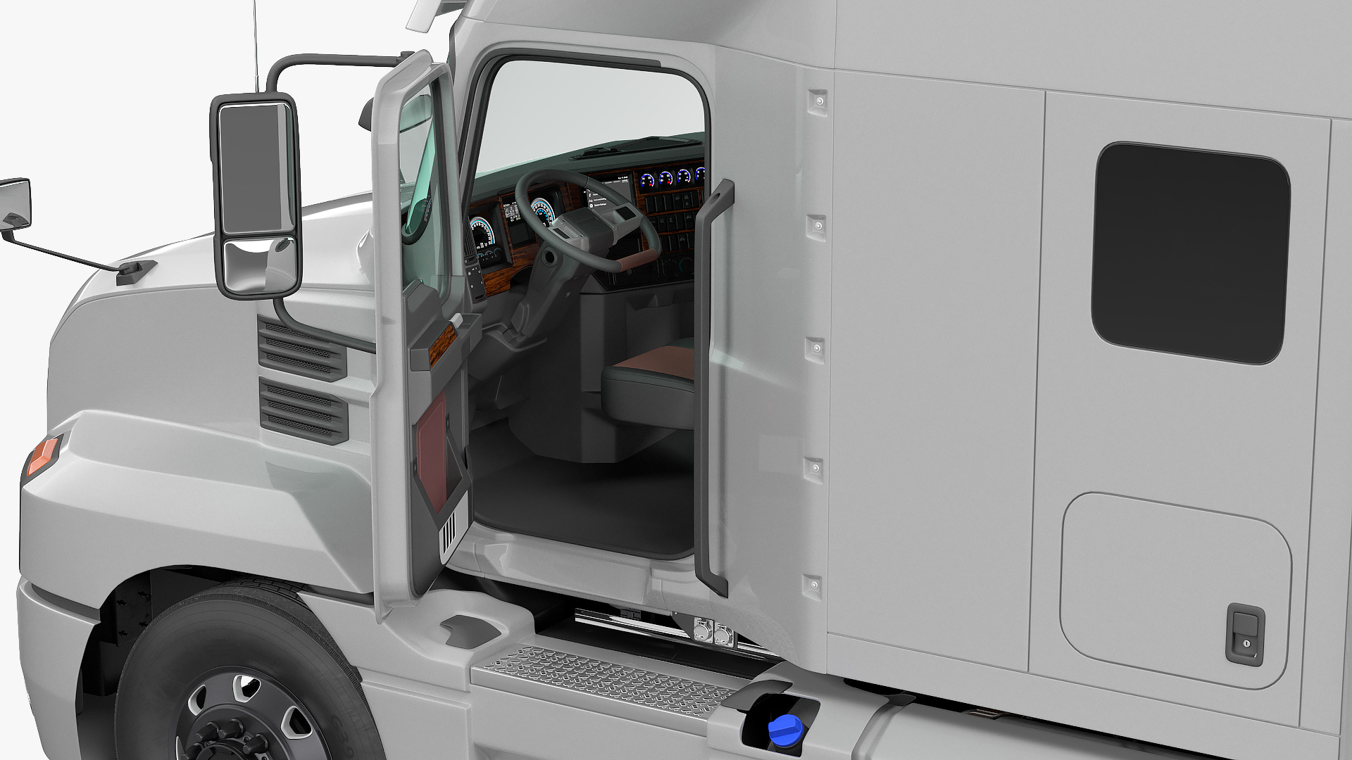 Semi Truck with Trailer Generic Simple Interior 3D
