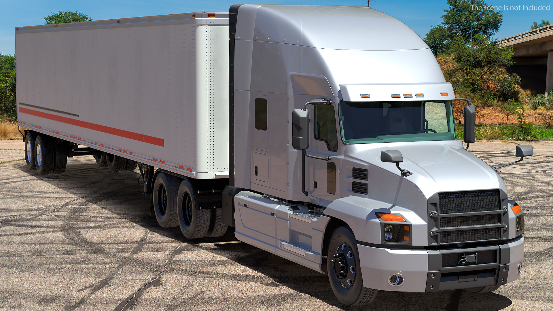 Semi Truck with Trailer Generic Simple Interior 3D