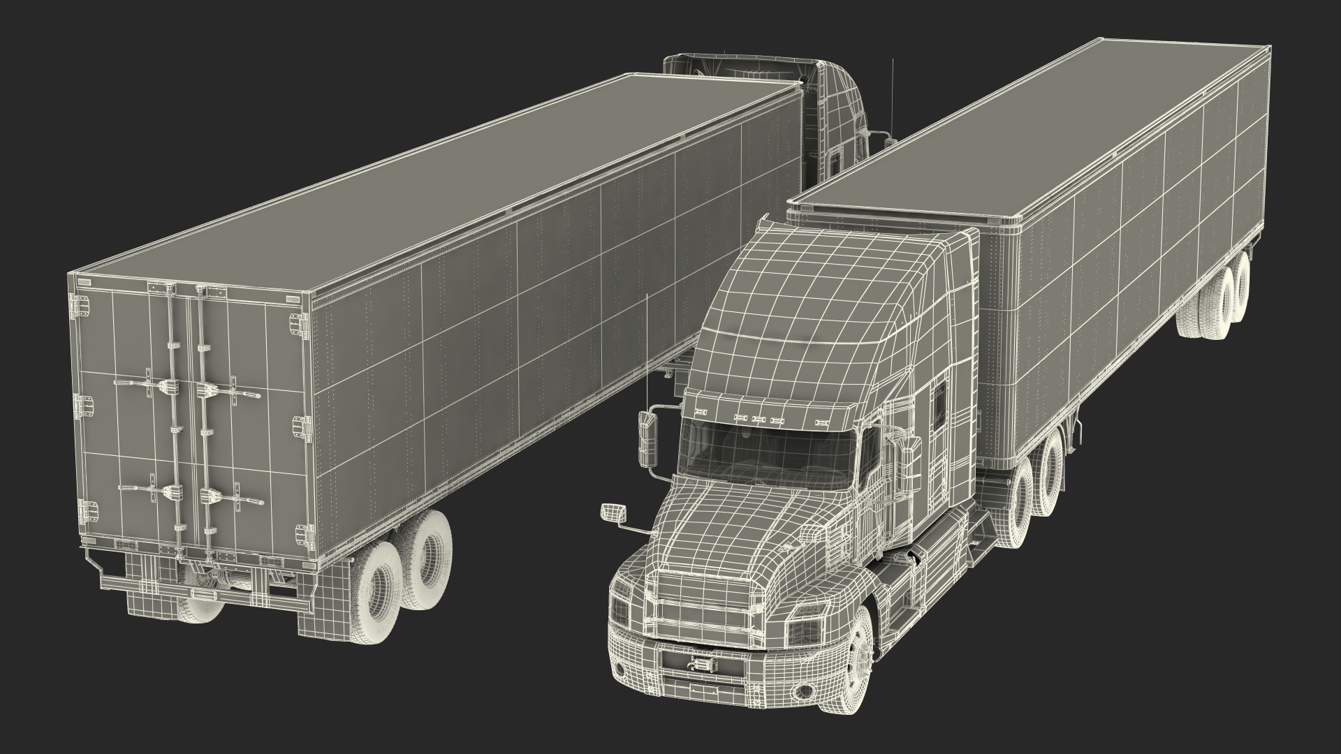 Semi Truck with Trailer Generic Simple Interior 3D