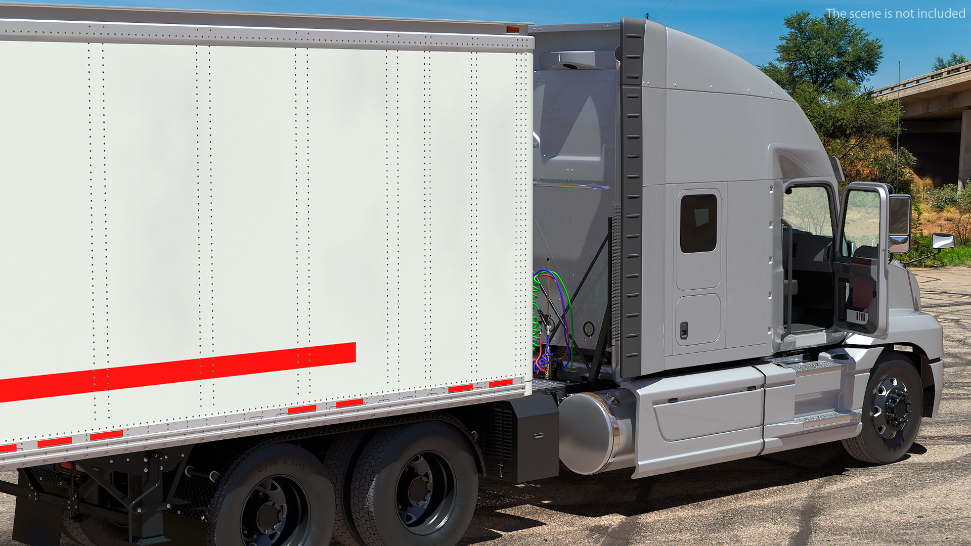Semi Truck with Trailer Generic Simple Interior 3D