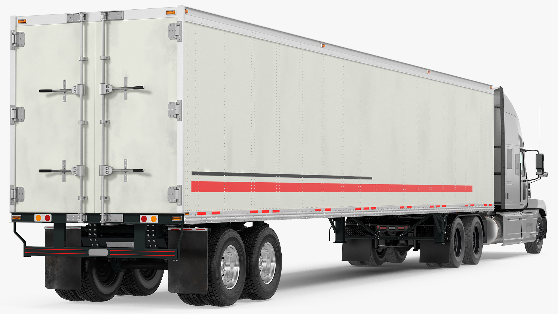 Semi Truck with Trailer Generic Simple Interior 3D