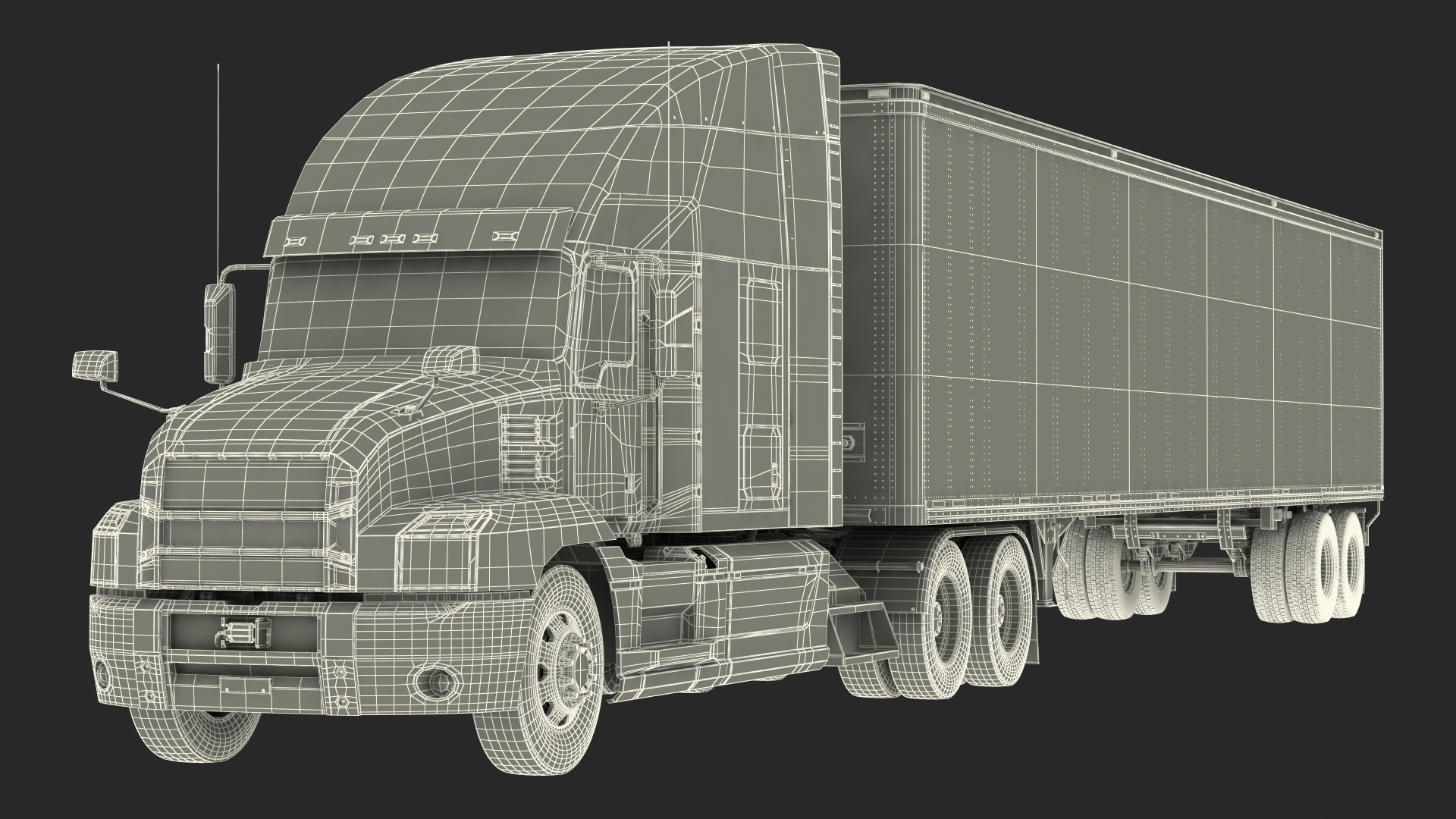 Semi Truck with Trailer Generic Simple Interior 3D