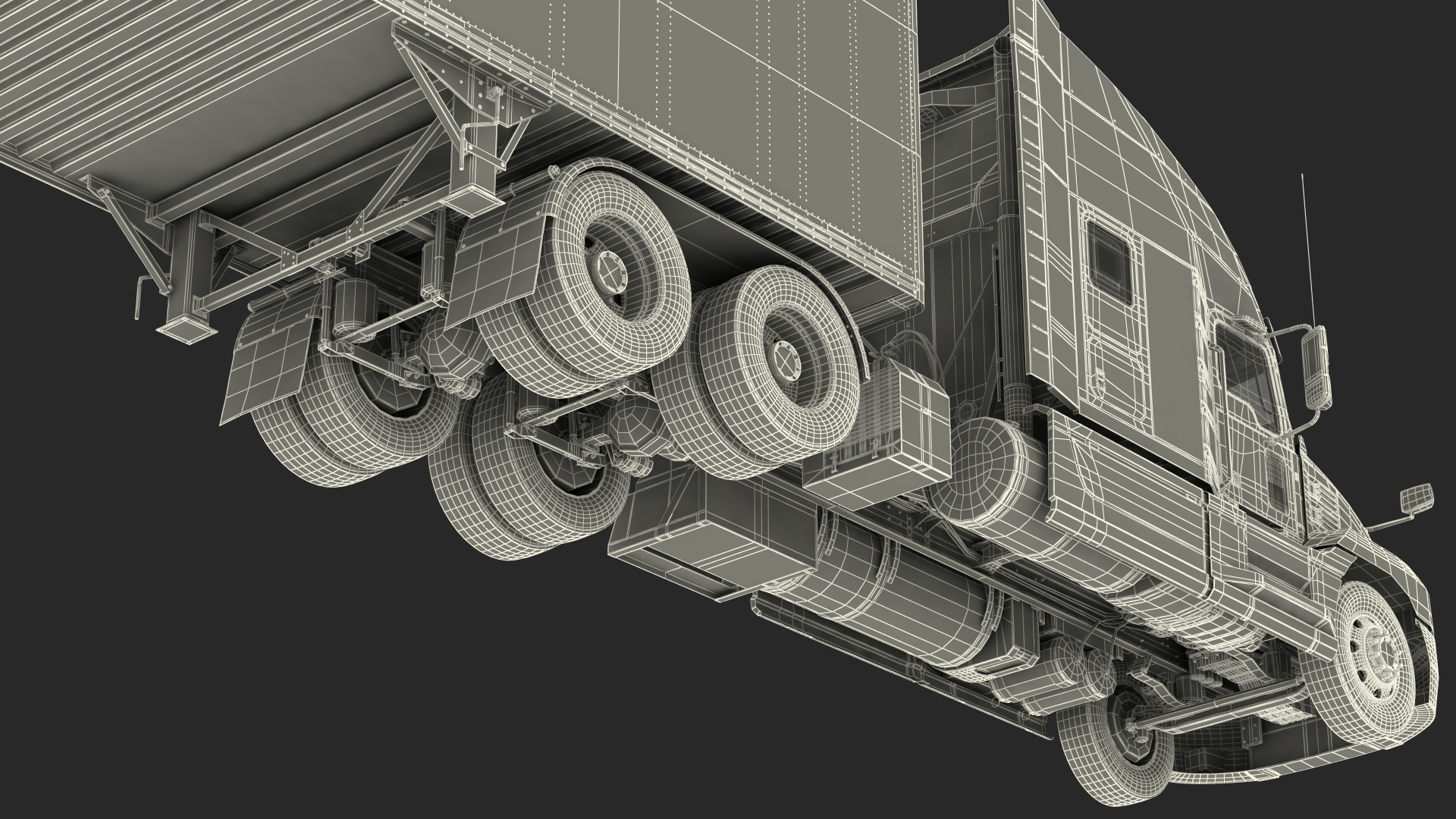 Semi Truck with Trailer Generic Simple Interior 3D