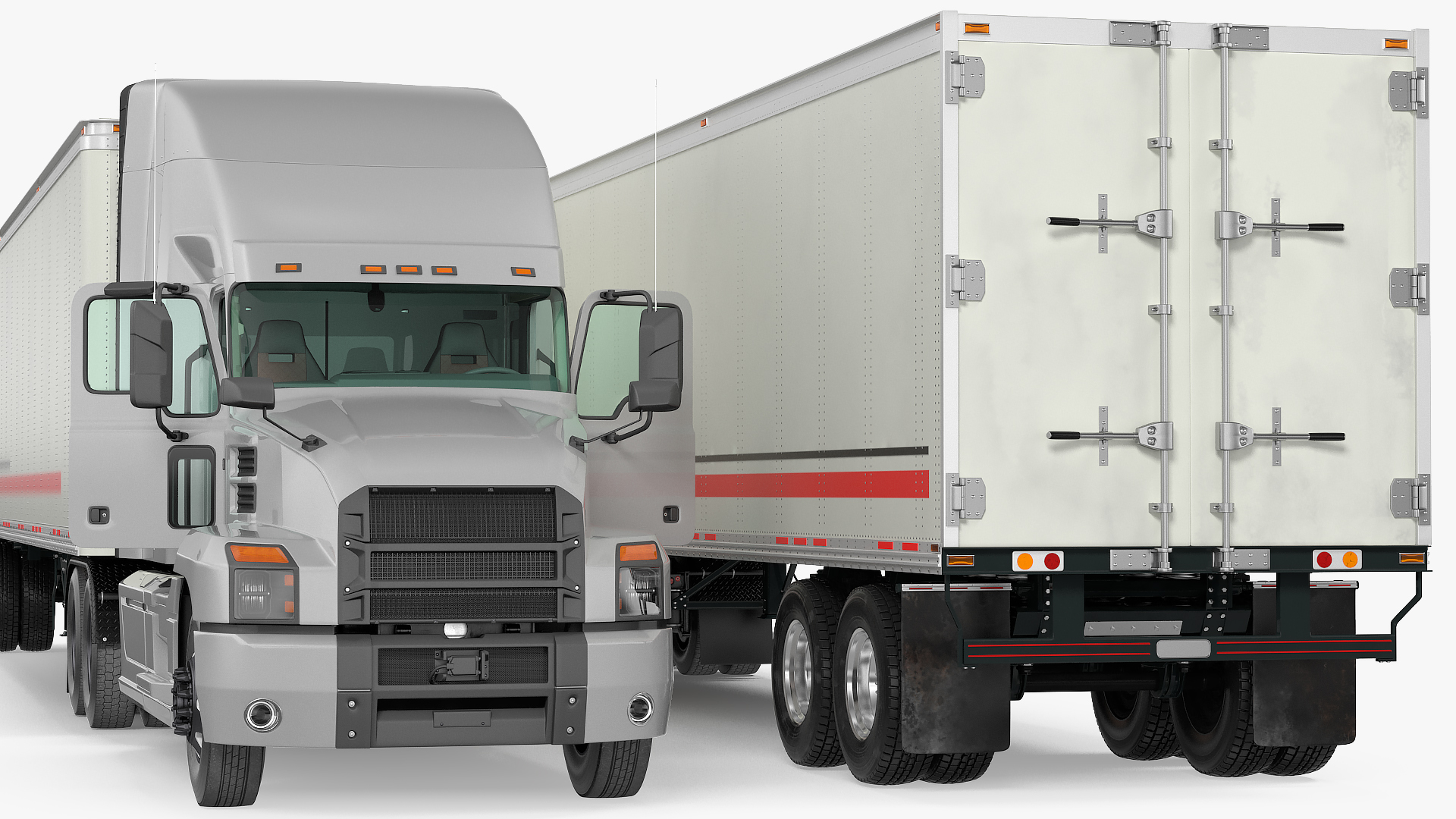 Semi Truck with Trailer Generic Simple Interior 3D