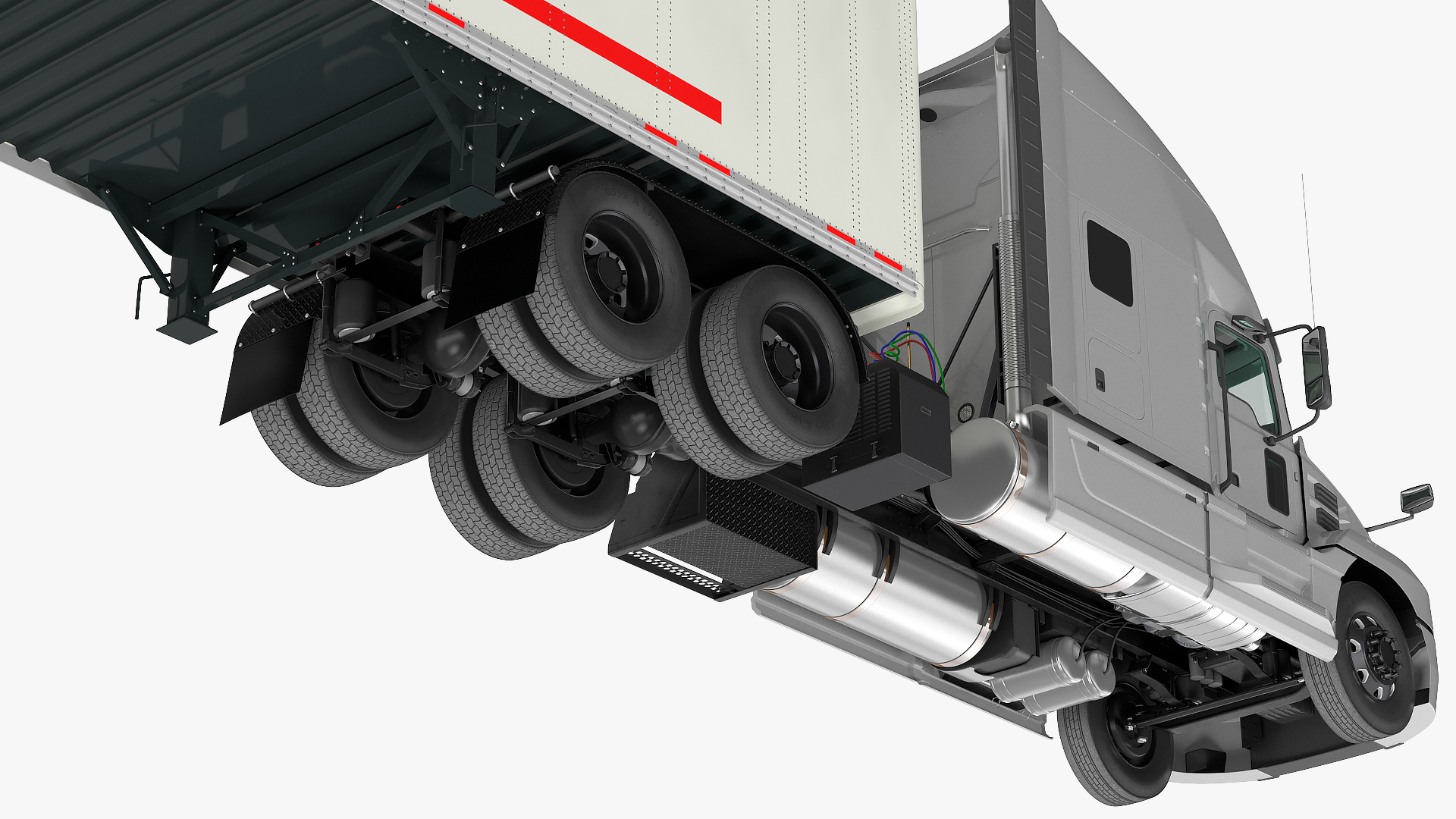 Semi Truck with Trailer Generic Simple Interior 3D