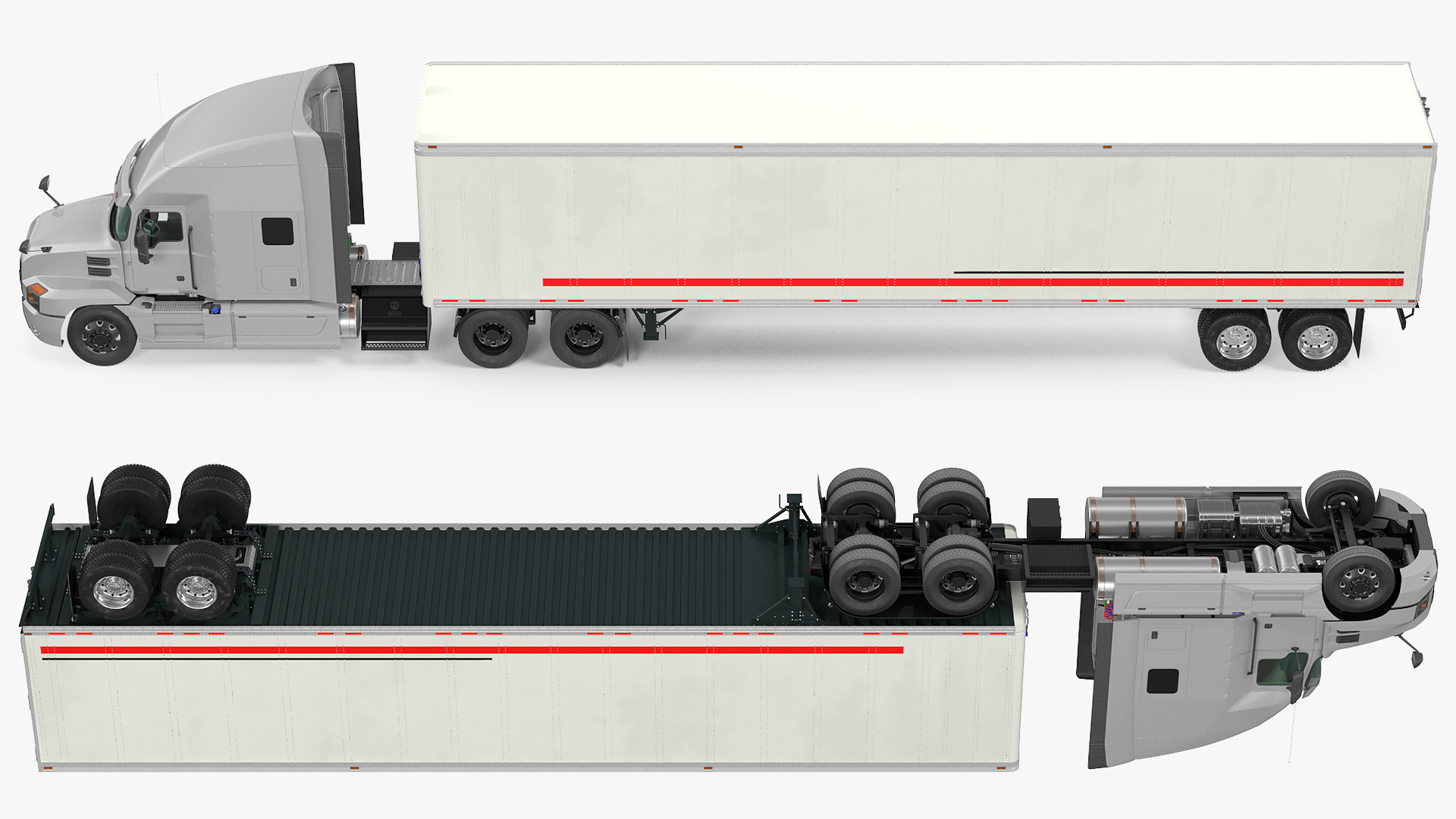 Semi Truck with Trailer Generic Simple Interior 3D