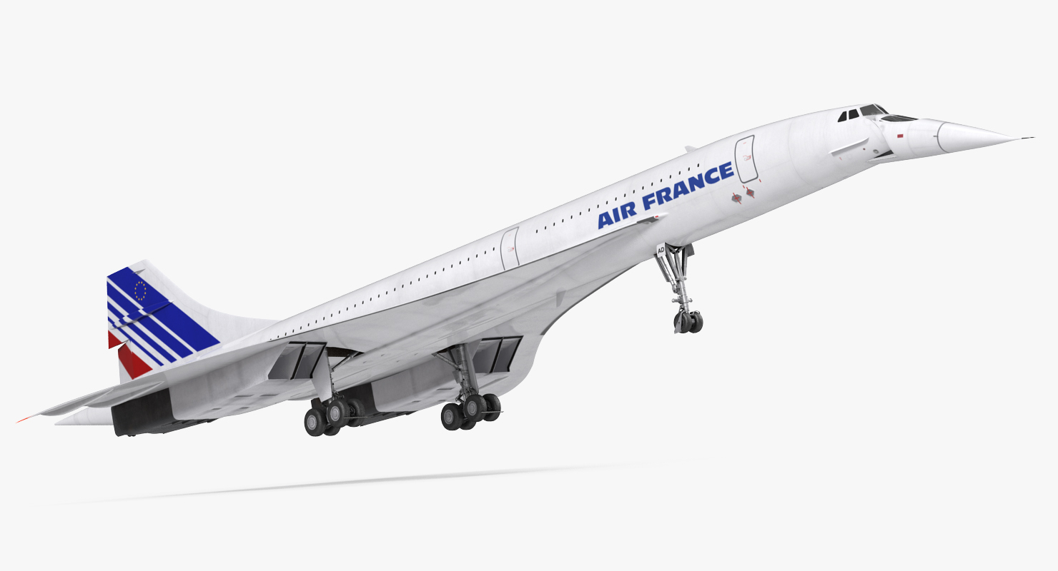 3D model Concorde supersonic Passenger Jet Airliner Air France Rigged