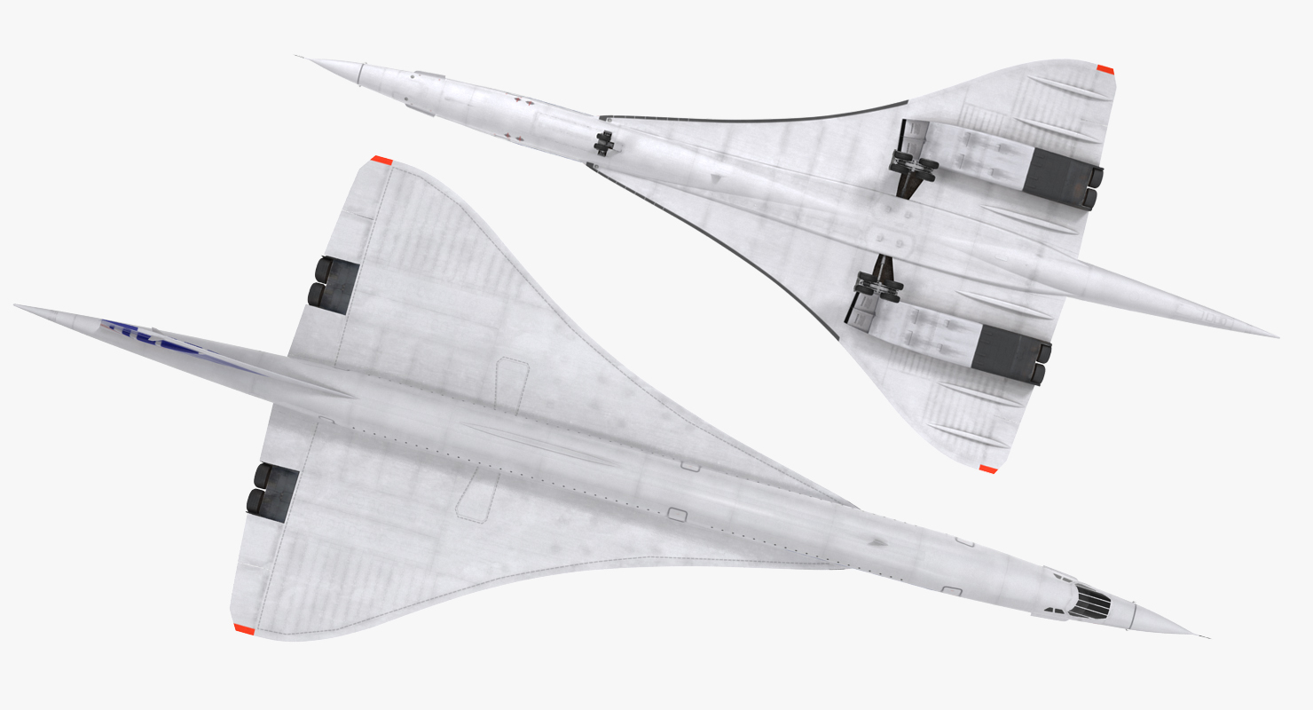 3D model Concorde supersonic Passenger Jet Airliner Air France Rigged