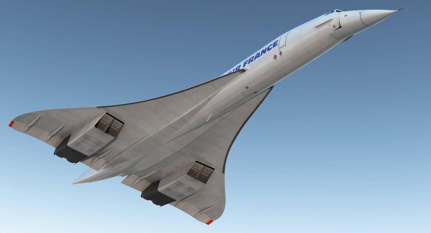 3D model Concorde supersonic Passenger Jet Airliner Air France Rigged