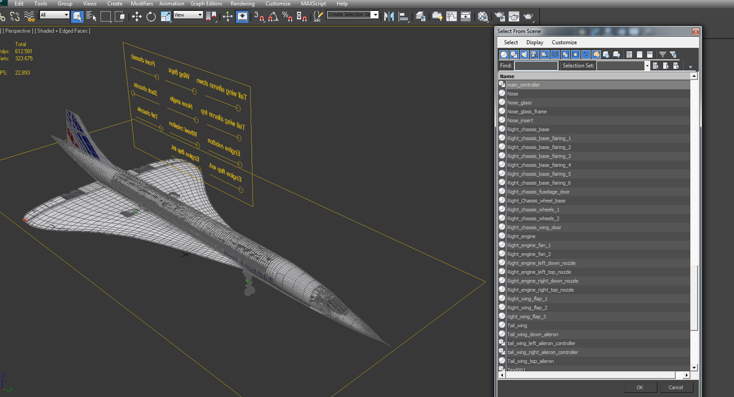 3D model Concorde supersonic Passenger Jet Airliner Air France Rigged