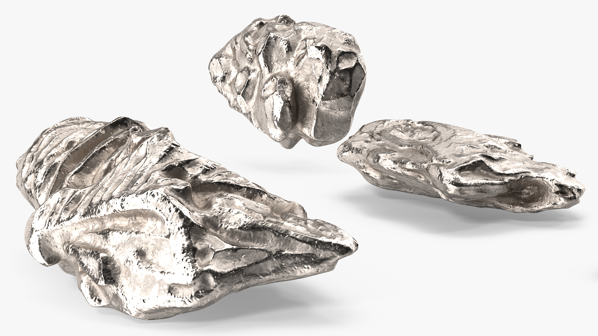 3D Silver Natural Minerals Small Stones
