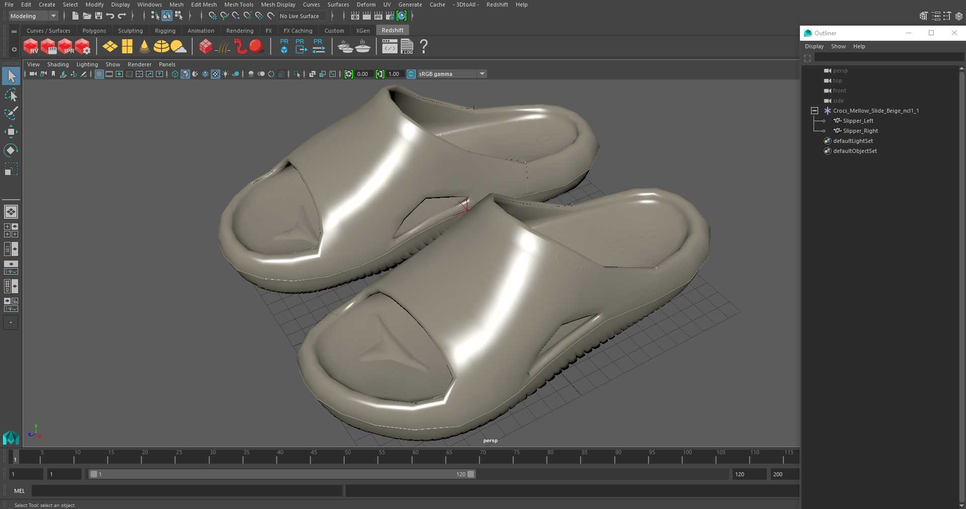 Crocs Mellow Slide Beige 3D model
