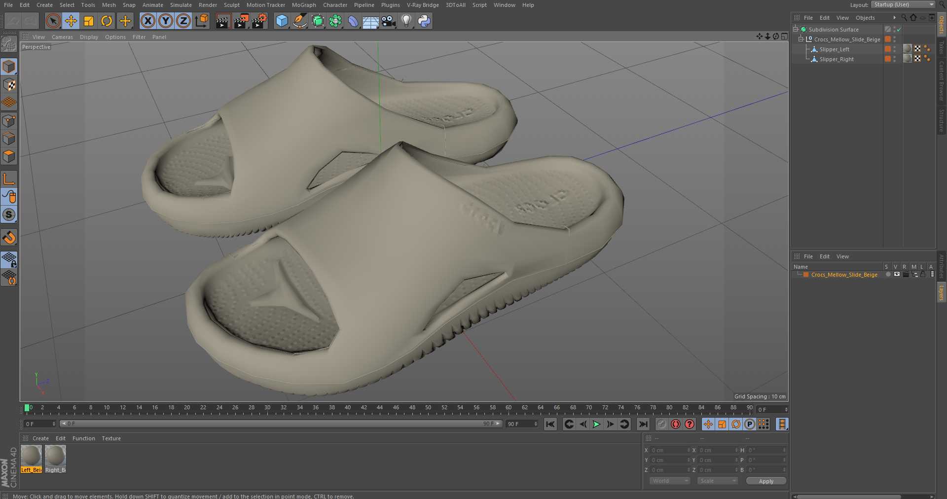 Crocs Mellow Slide Beige 3D model