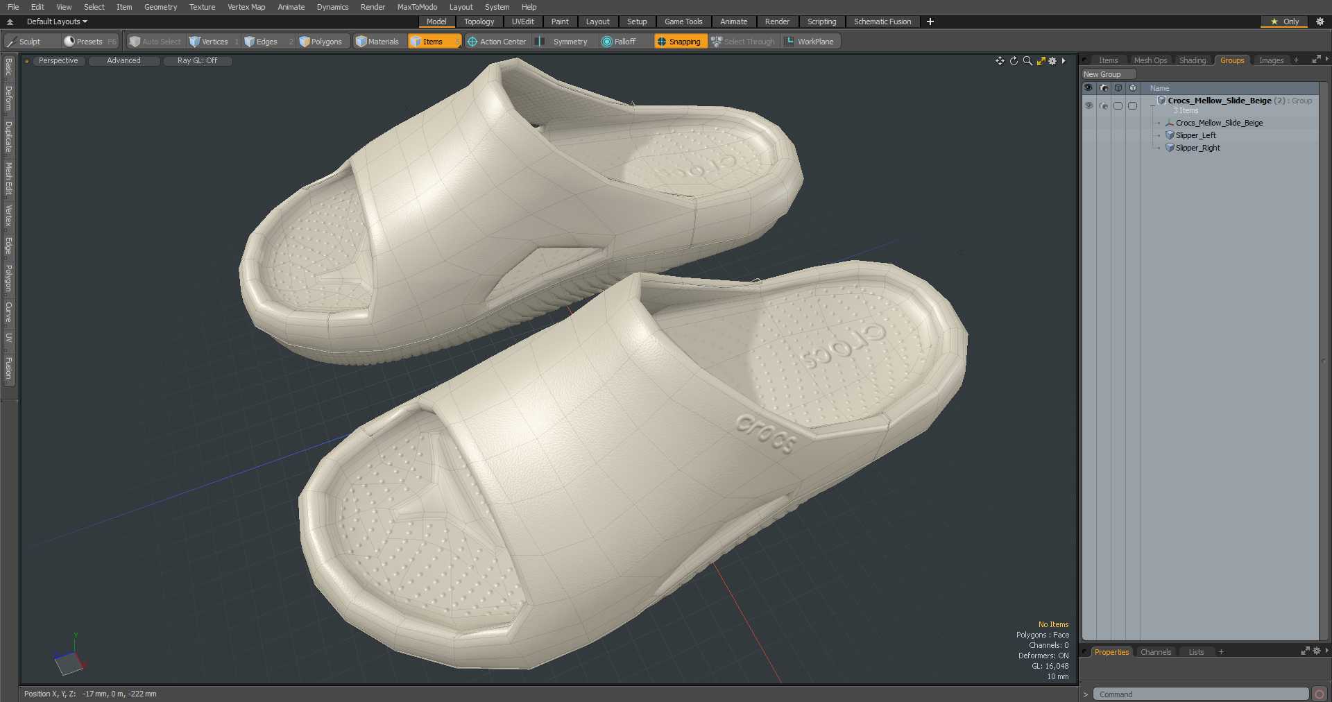 Crocs Mellow Slide Beige 3D model