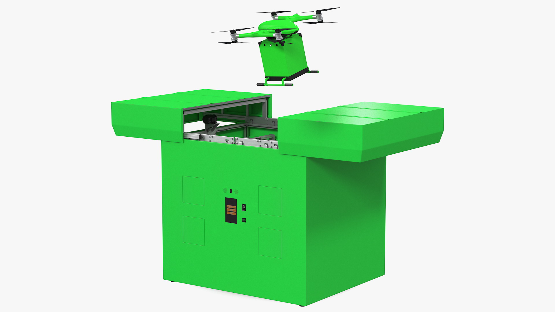 3D model Delivery Drone Station with Quadcopter Rigged