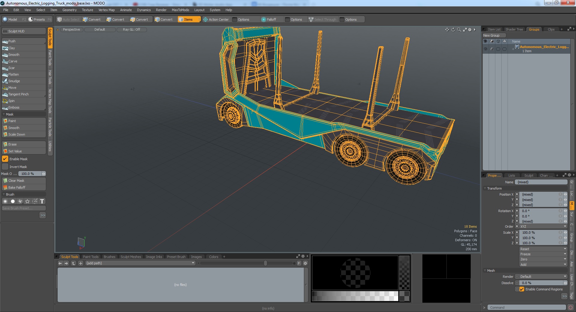 3D Autonomous Electric Logging Truck model