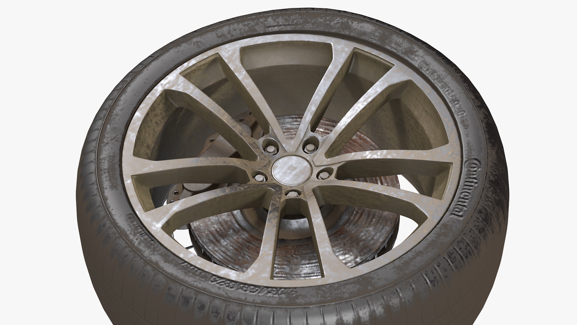 3D Abandoned Car Flat Tire model