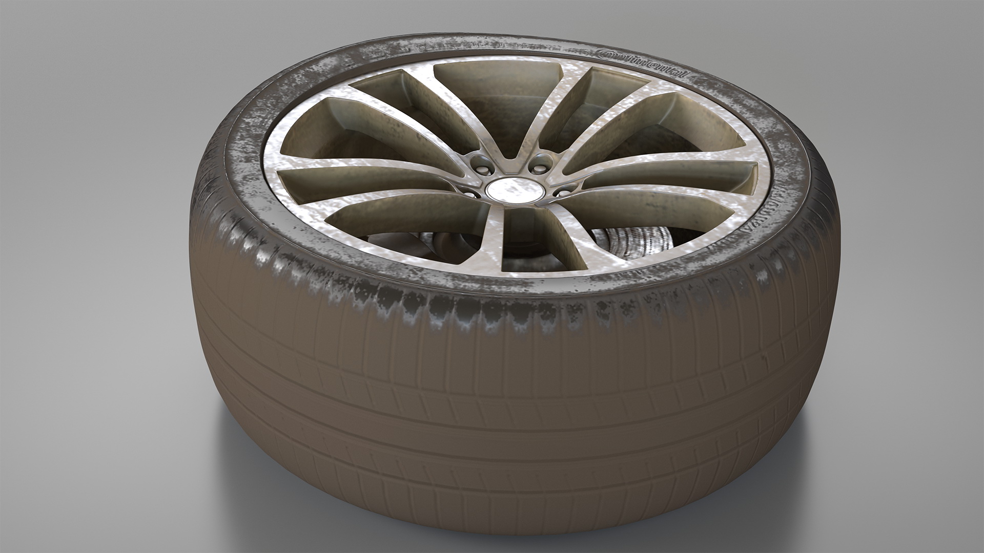 3D Abandoned Car Flat Tire model