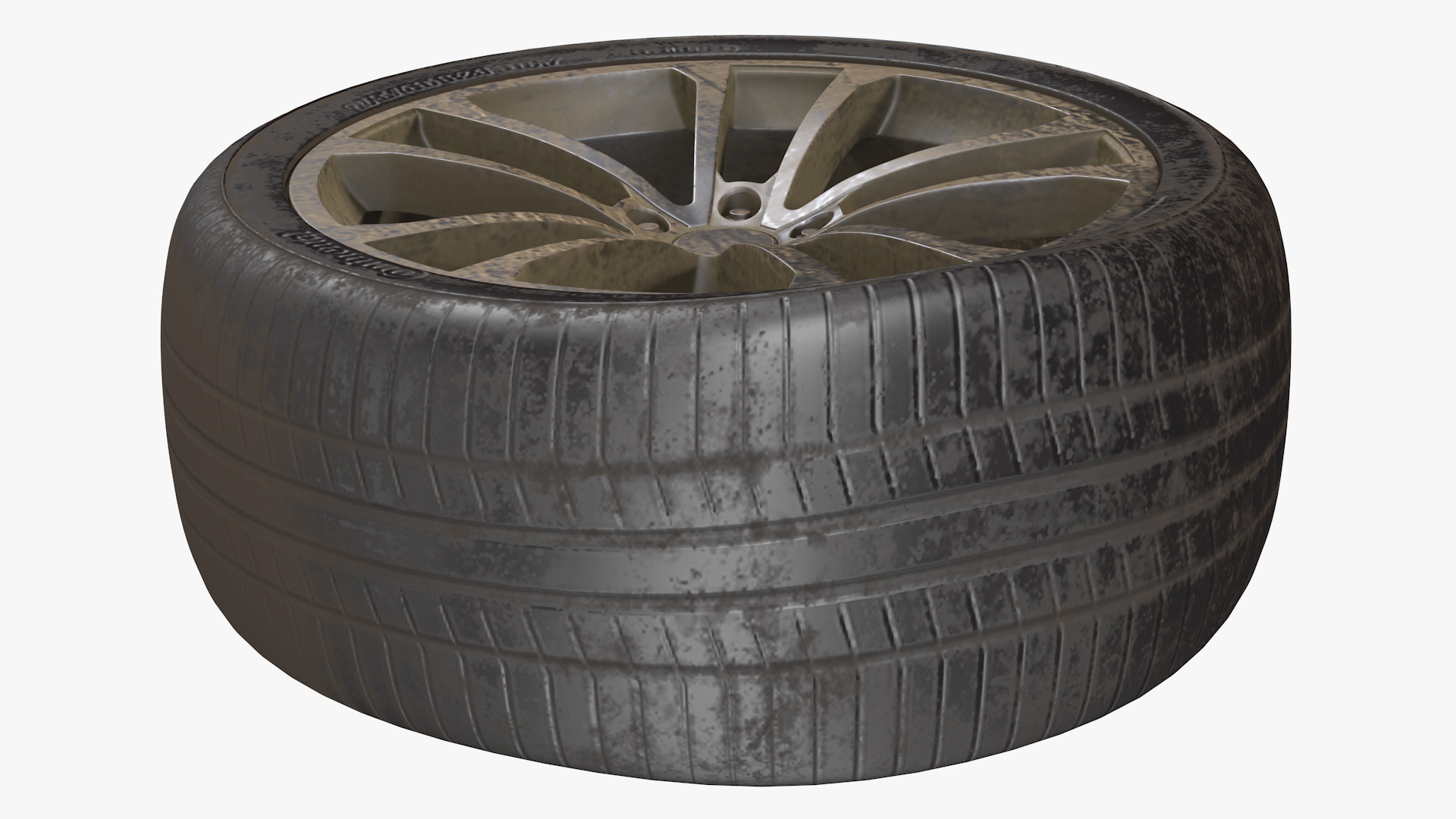 3D Abandoned Car Flat Tire model