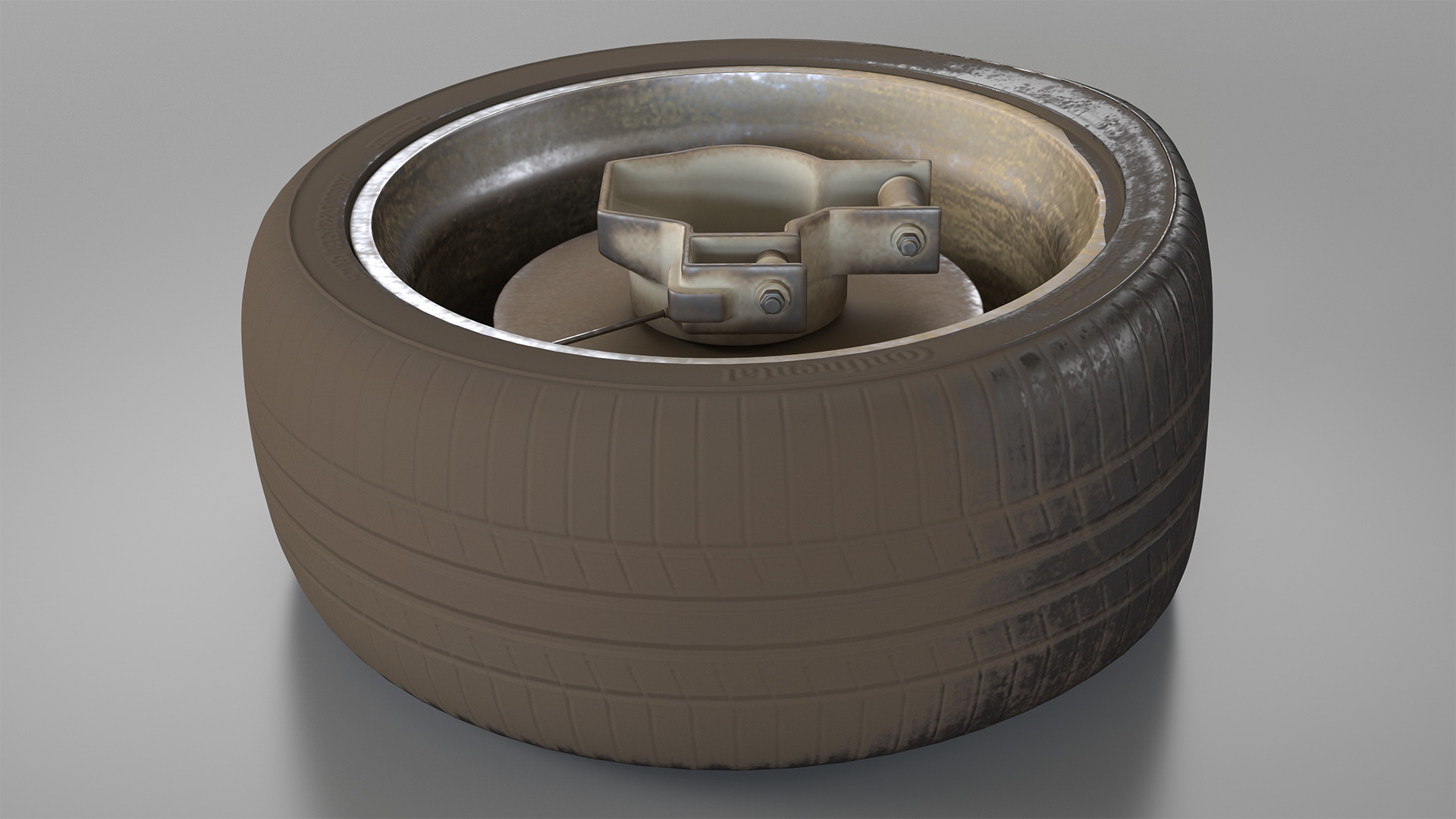 3D Abandoned Car Flat Tire model