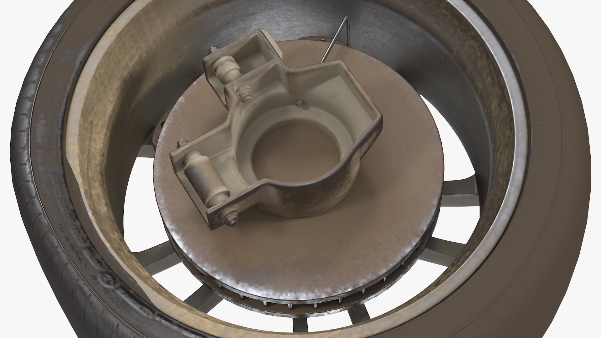 3D Abandoned Car Flat Tire model