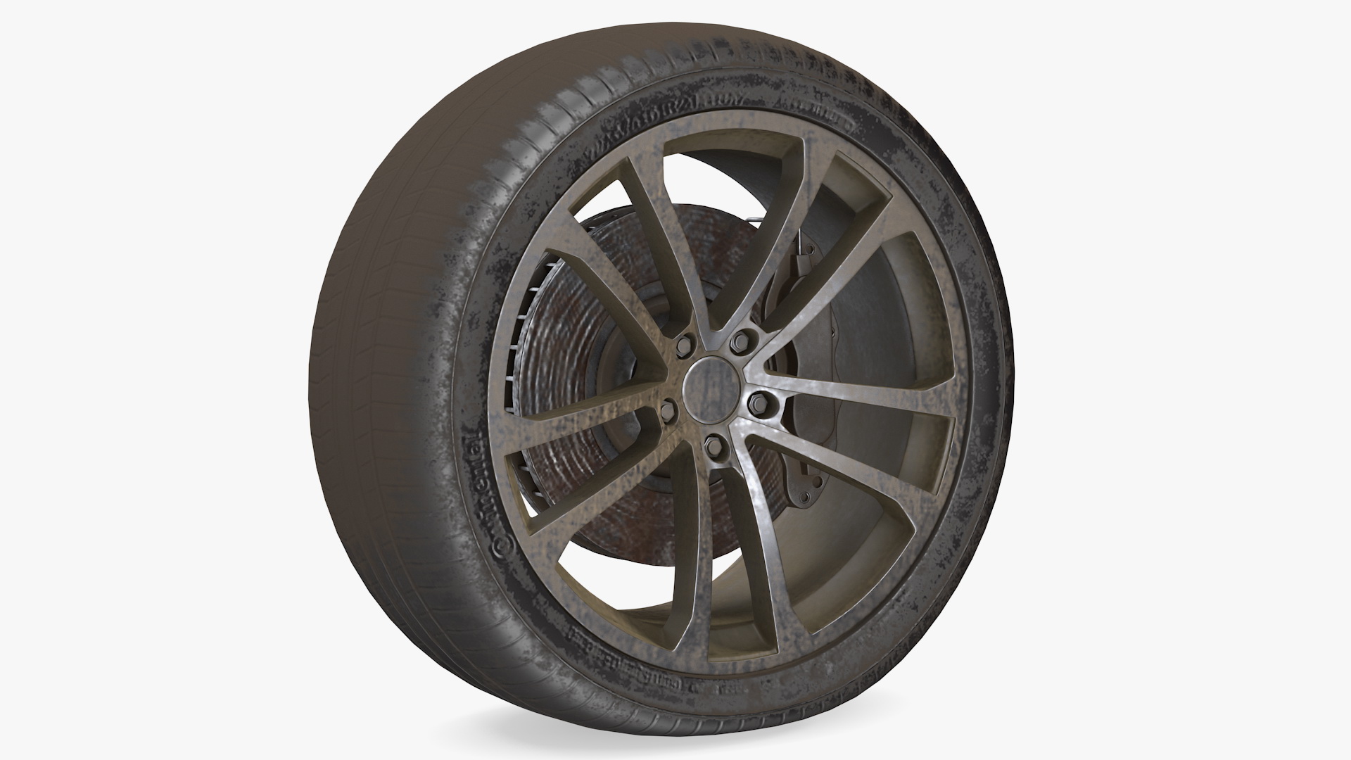 3D Abandoned Car Flat Tire model