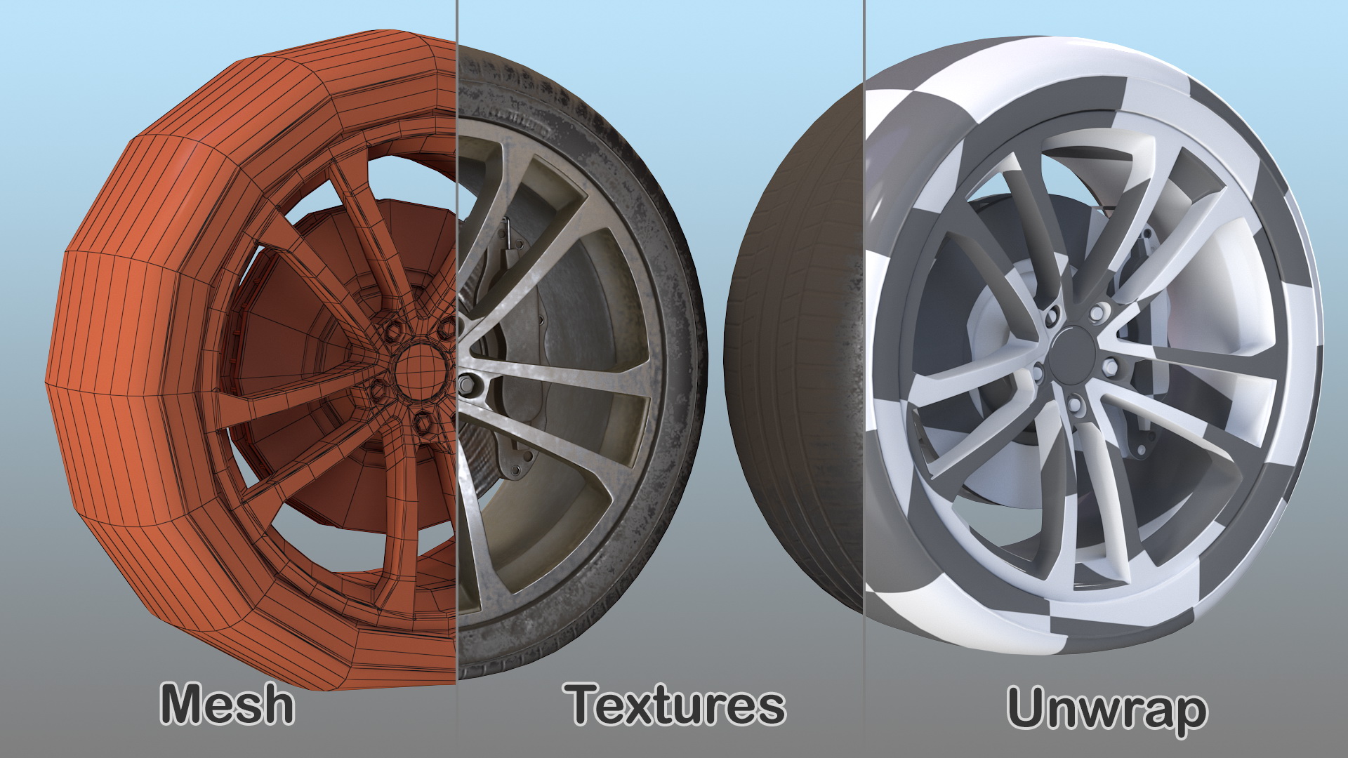 3D Abandoned Car Flat Tire model