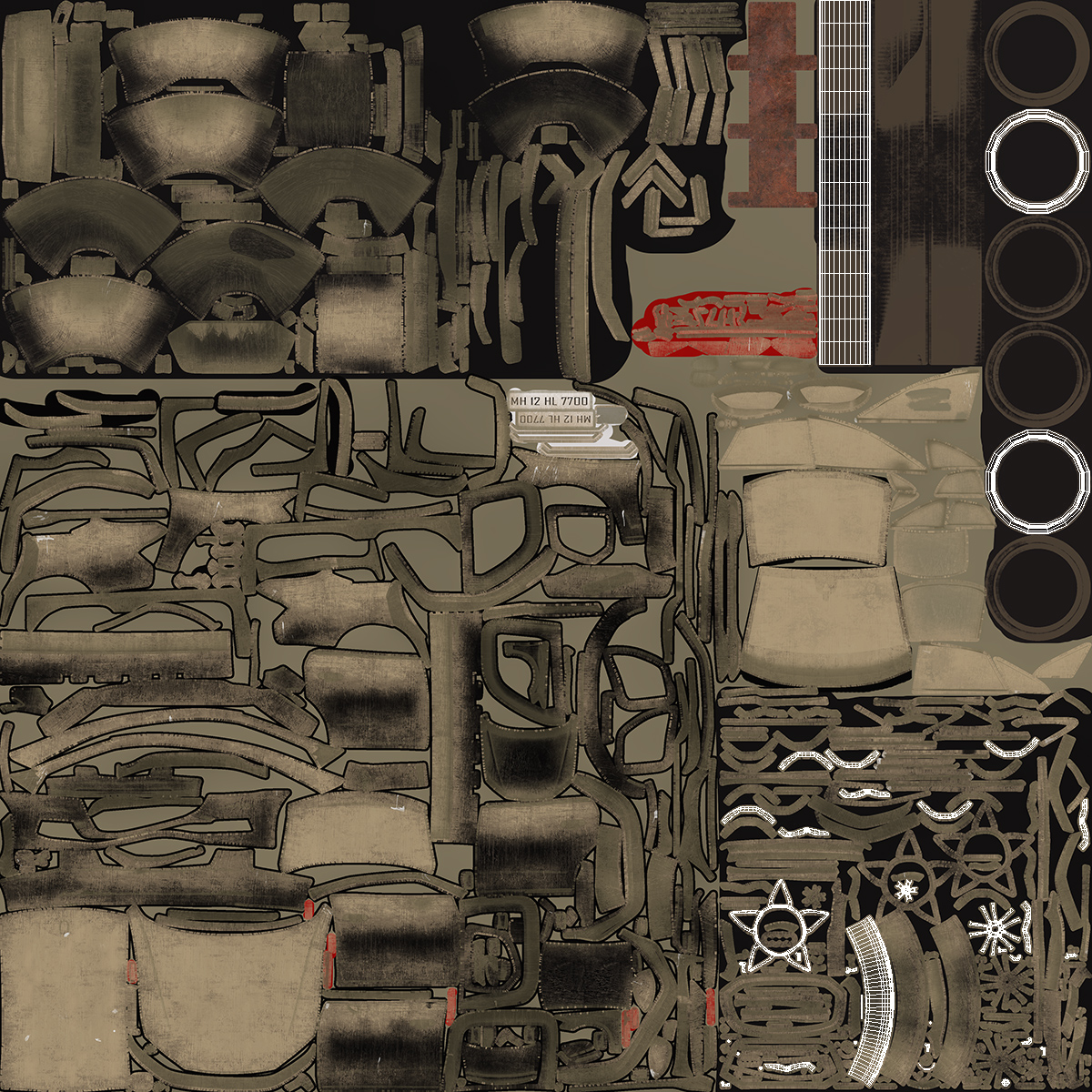 3D Abandoned Car Flat Tire model
