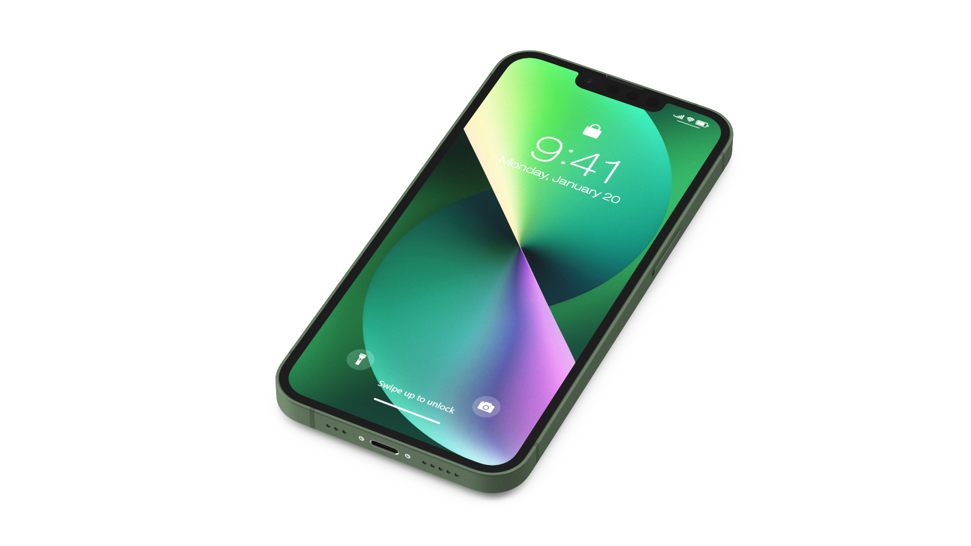 3D Green Apple iPhone 13