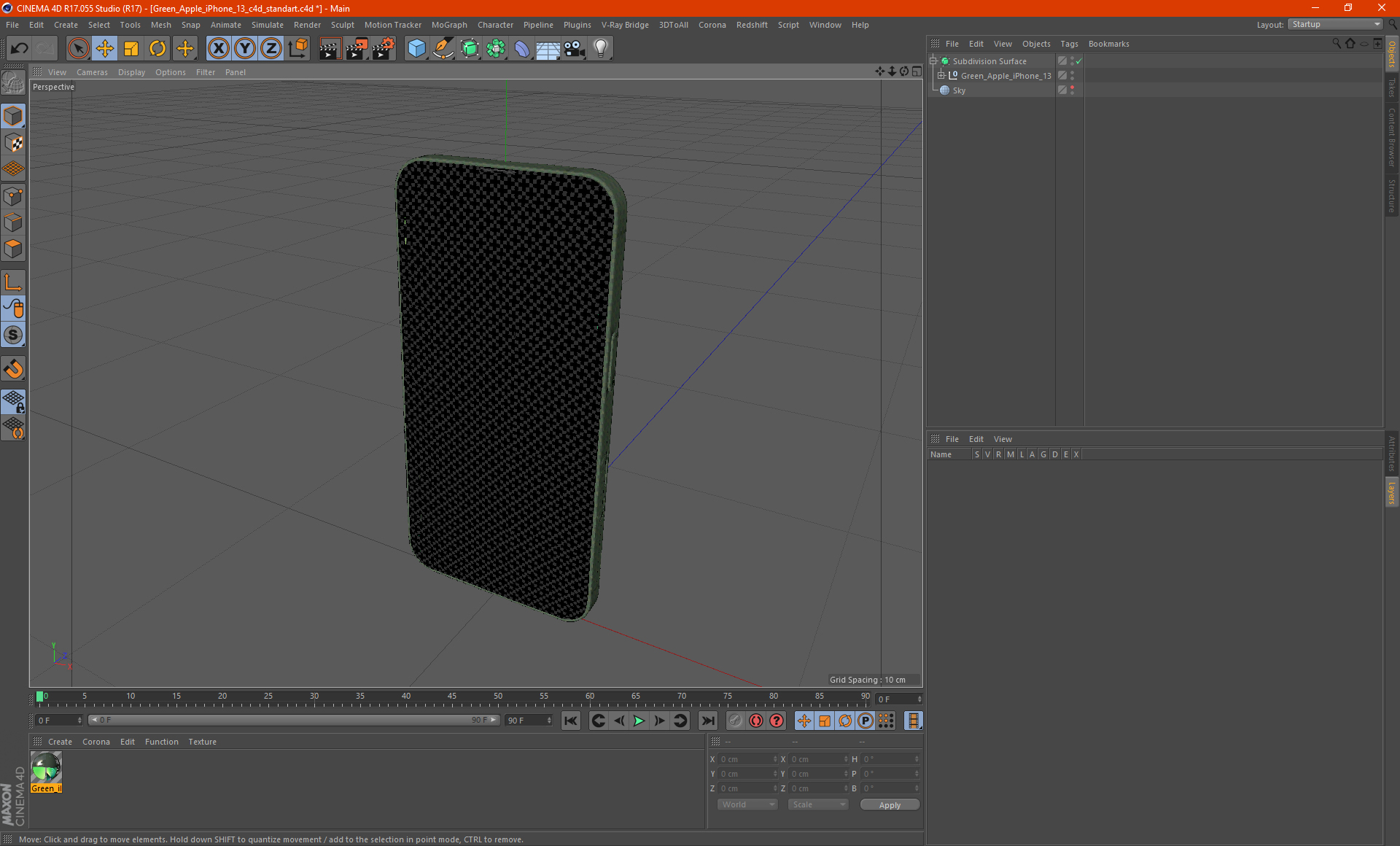 3D Green Apple iPhone 13