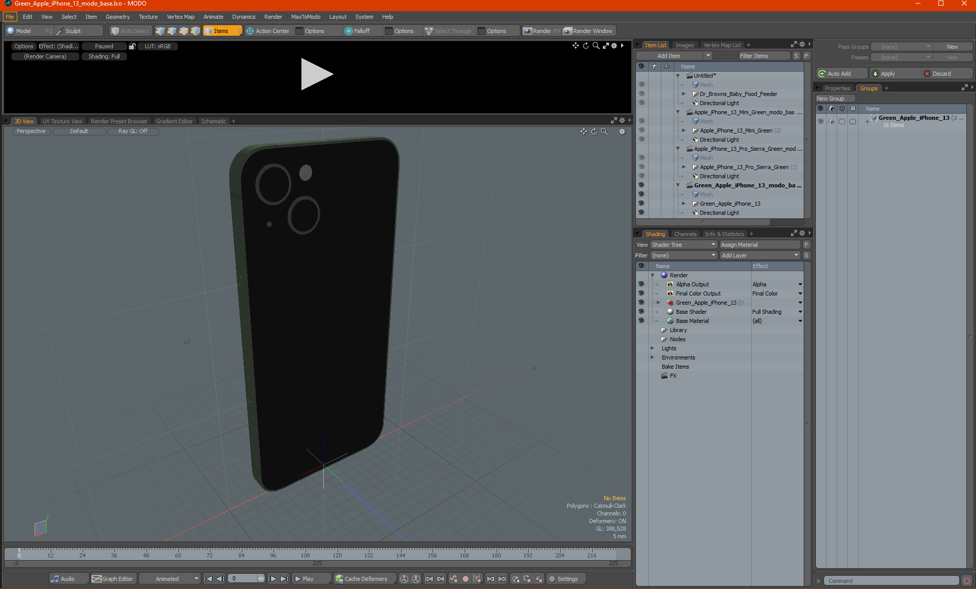 3D Green Apple iPhone 13