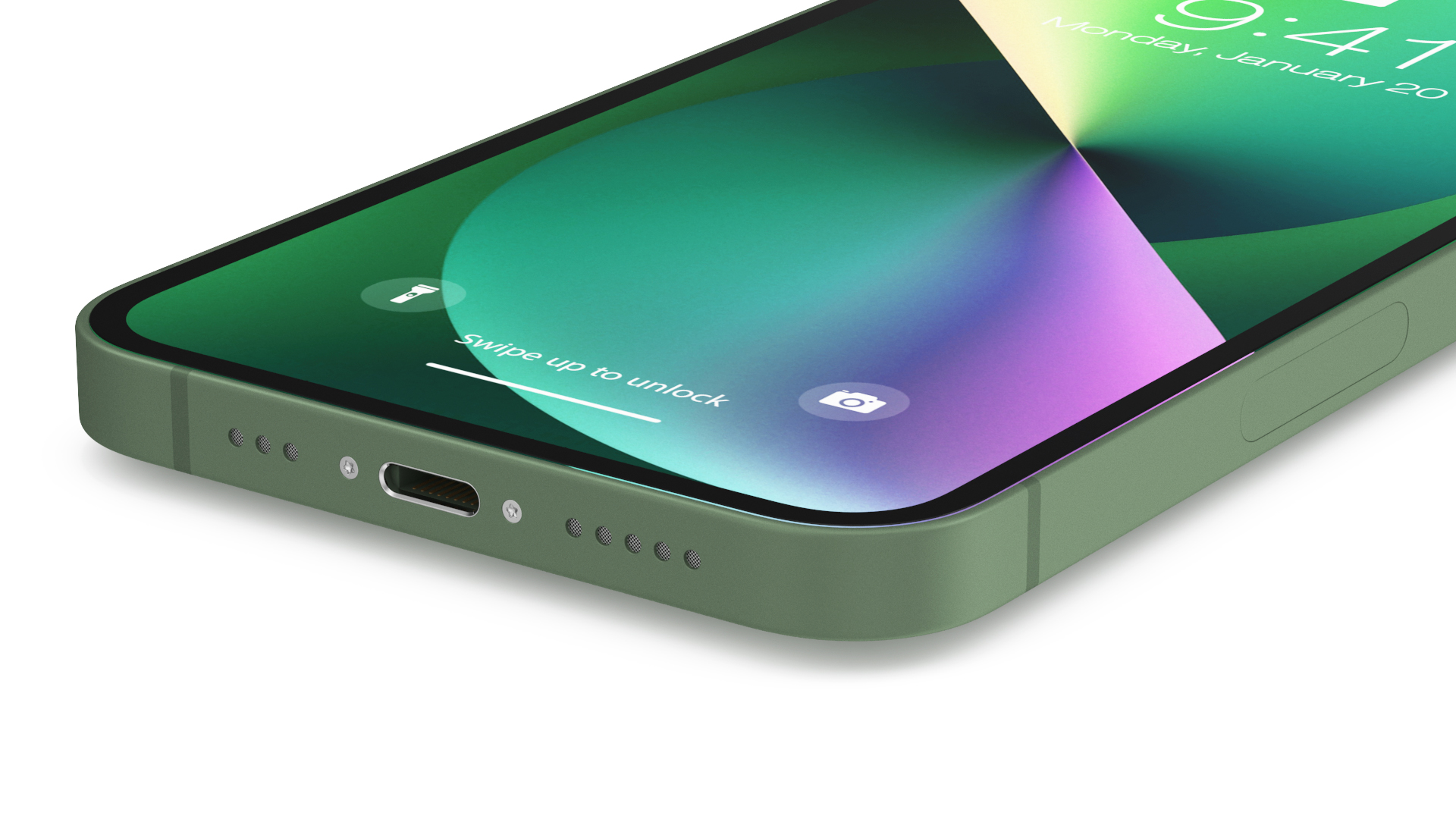 3D Green Apple iPhone 13
