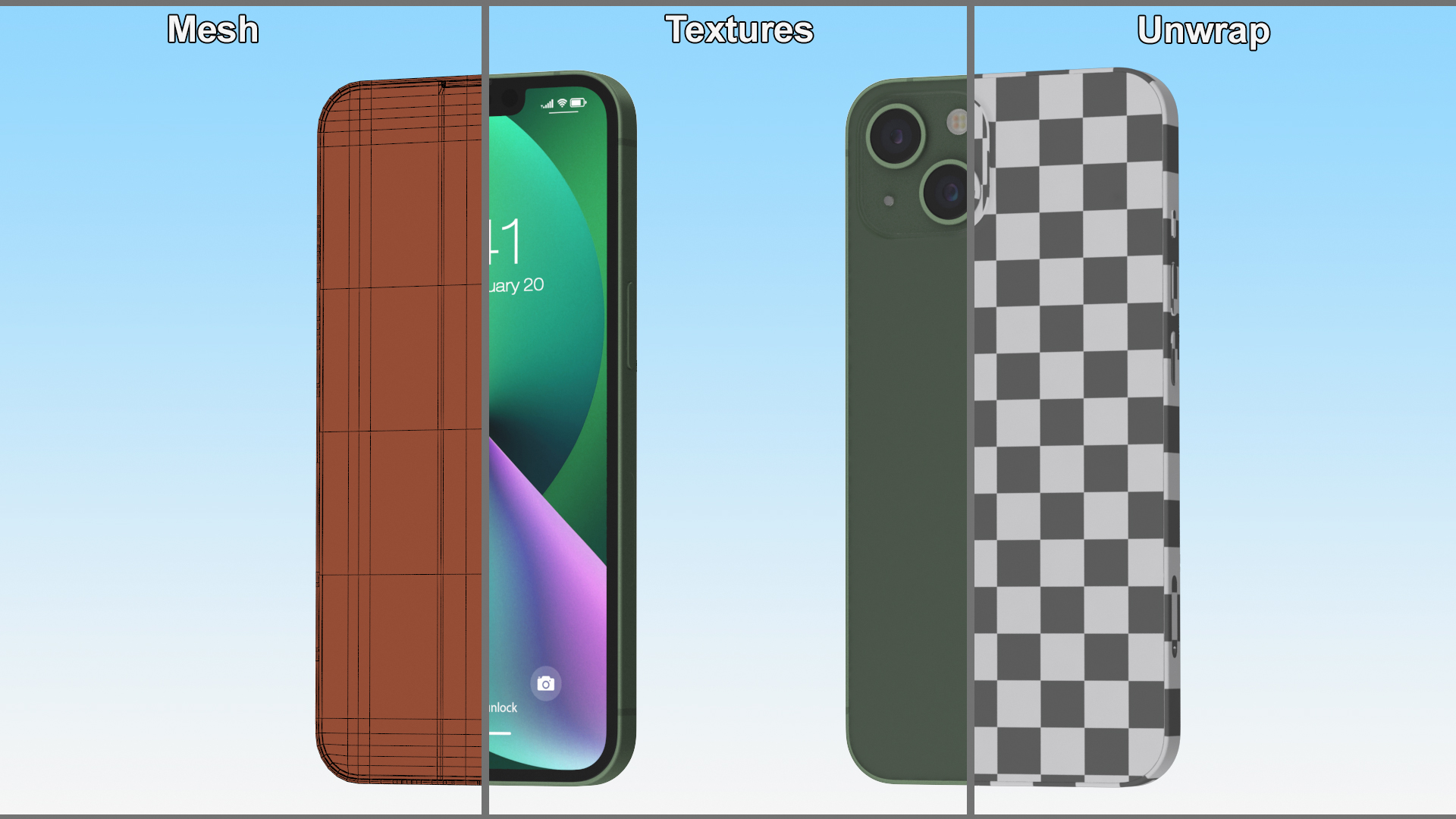 3D Green Apple iPhone 13